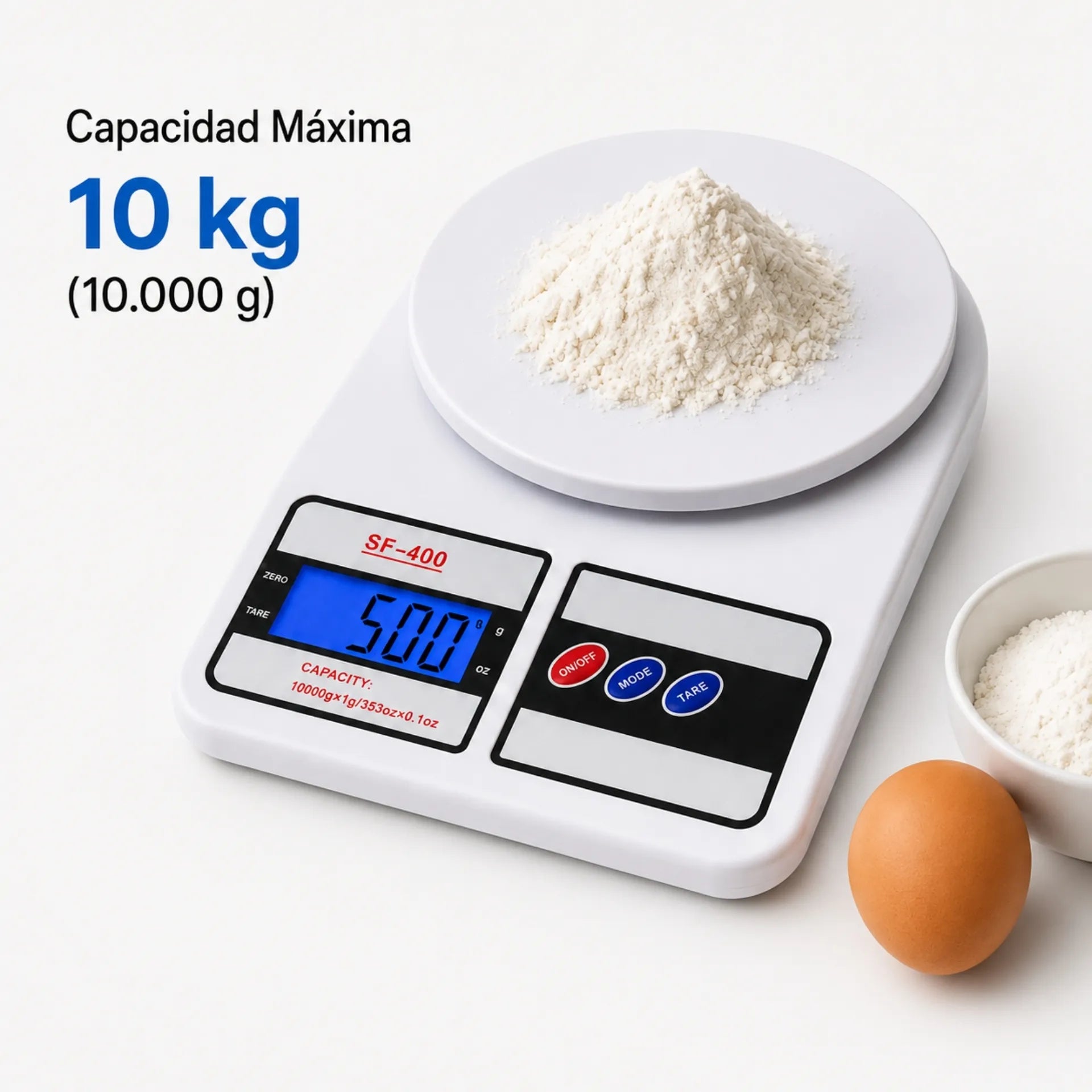 Báscula Digital De Cocina 10Kg Con Pantalla LCD Y Alta Precisión SF-400