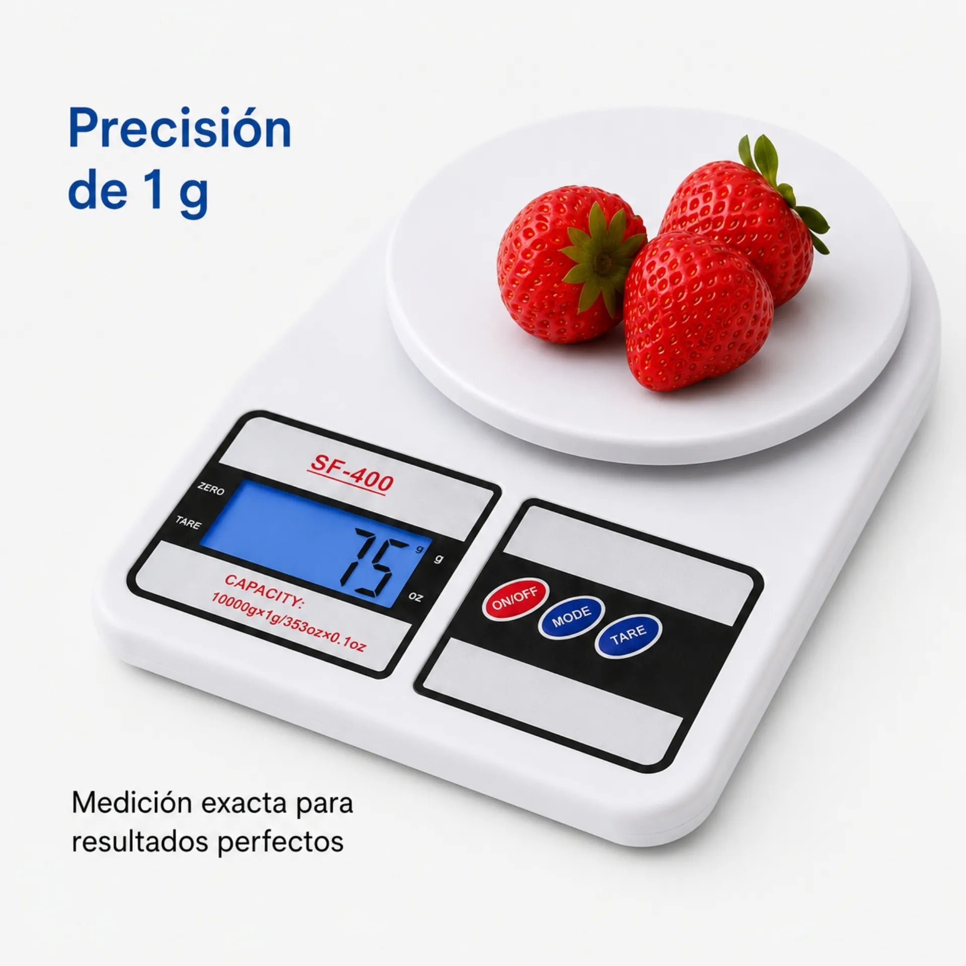 Báscula Digital De Cocina 10Kg Con Pantalla LCD Y Alta Precisión SF-400
