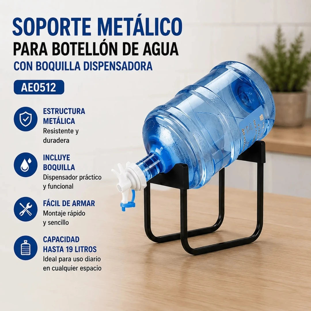 Soporte Metálico Para Botellón De Agua Con Boquilla Dispensadora AE0512