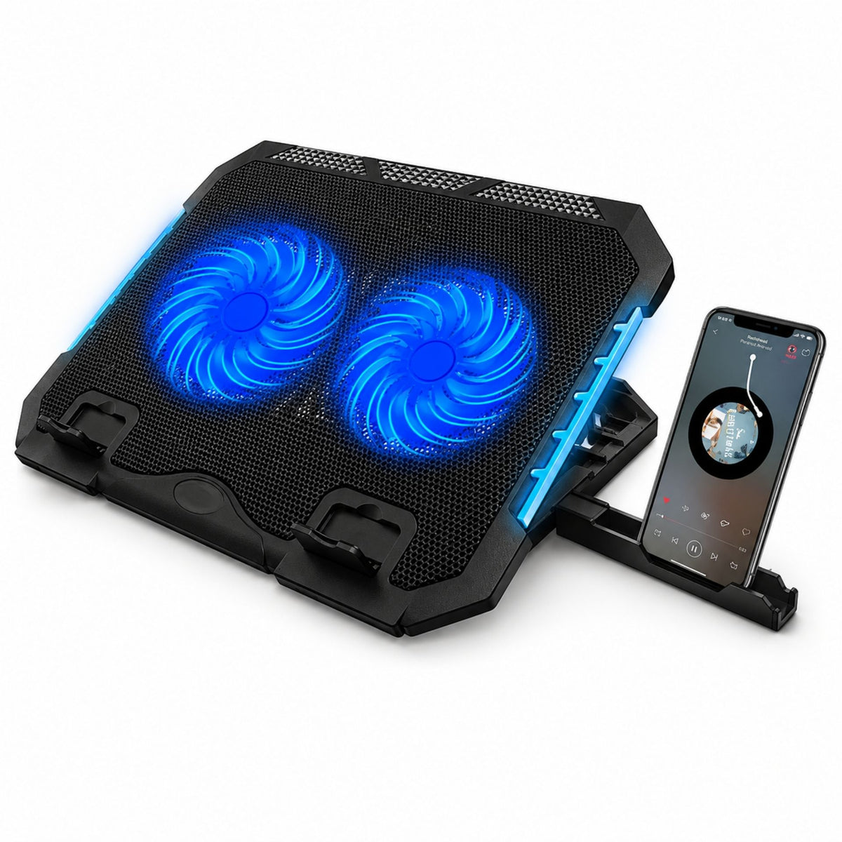 Base Refrigerante Para Portátil RGB Con Soporte Para Celular Jertech KL332