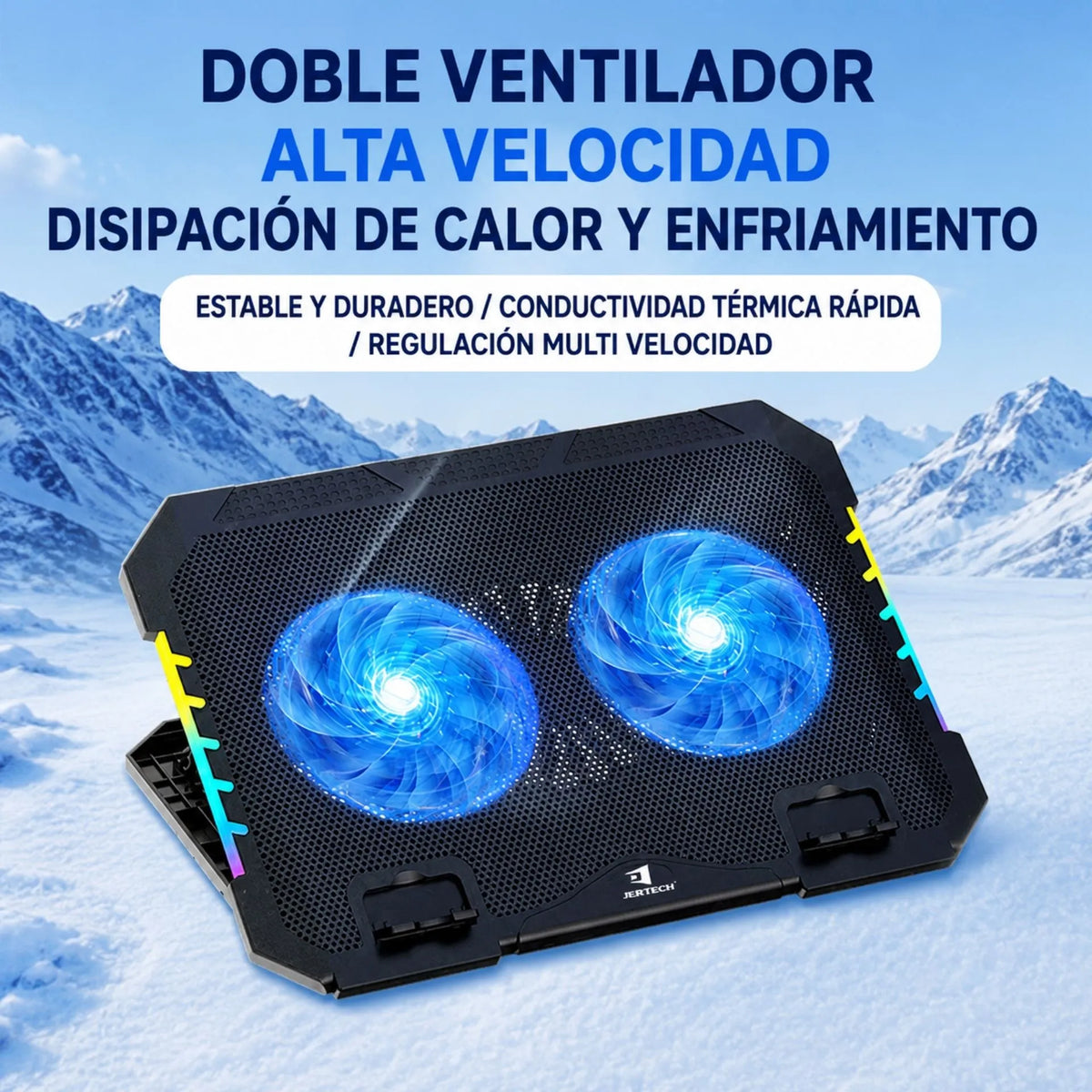 Base Refrigerante Para Portátil RGB Con Soporte Para Celular Jertech KL332