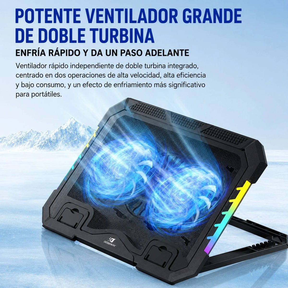 Base Refrigerante Para Portátil RGB Con Soporte Para Celular Jertech KL332