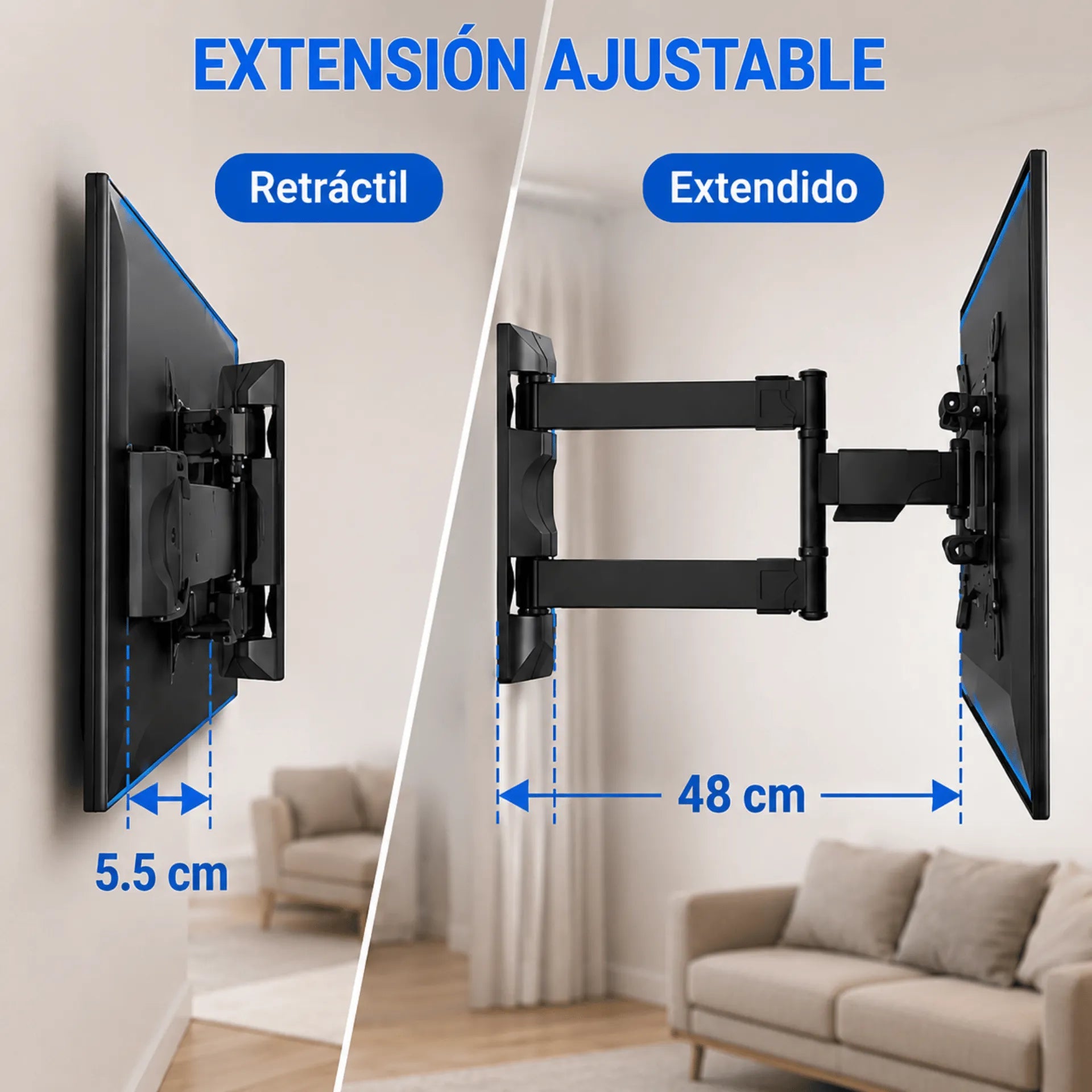Soporte De Pared Articulado Full Motion Para TV De 32 A 55 Pulgadas NS-P400