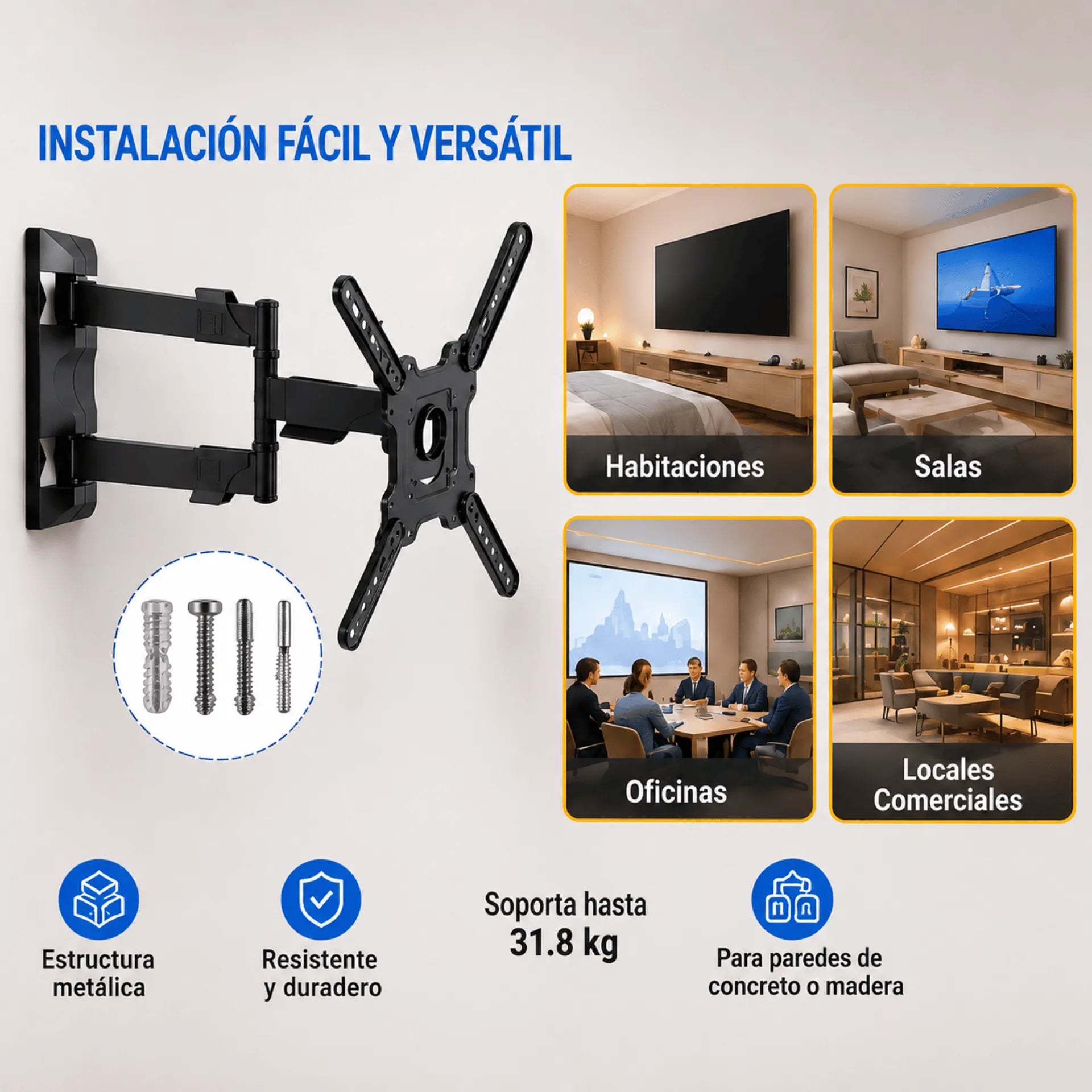 Soporte De Pared Articulado Full Motion Para TV De 32 A 55 Pulgadas NS-P400