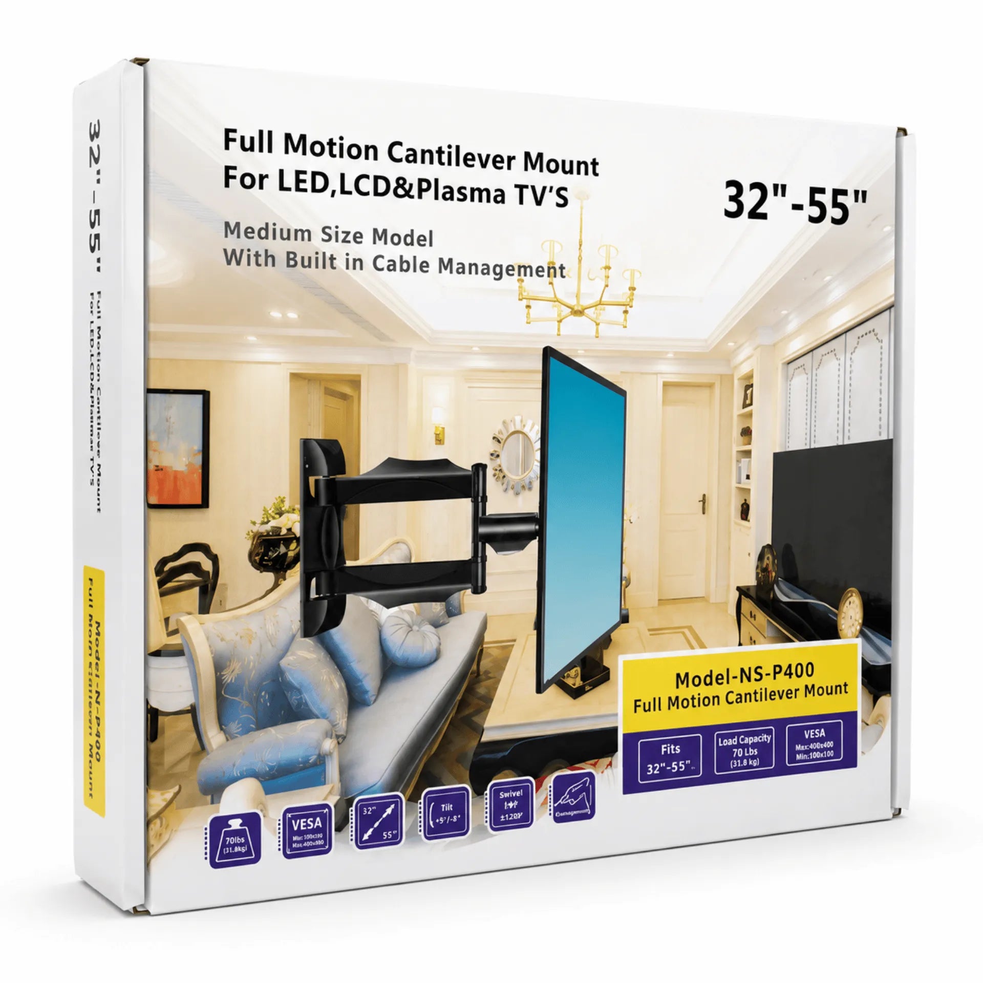 Soporte De Pared Articulado Full Motion Para TV De 32 A 55 Pulgadas NS-P400