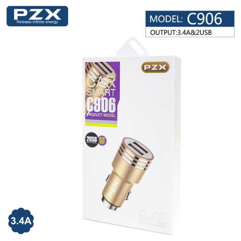 Cargador Vehicular 12V/24V 3.1A Aluminio PZX C906