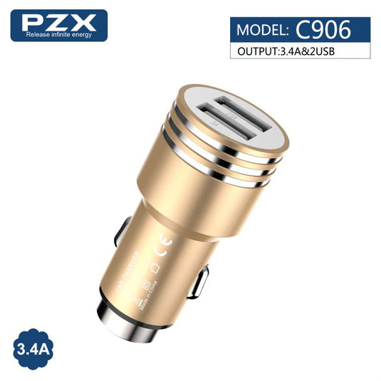 Cargador Vehicular 12V/24V 3.1A Aluminio PZX C906