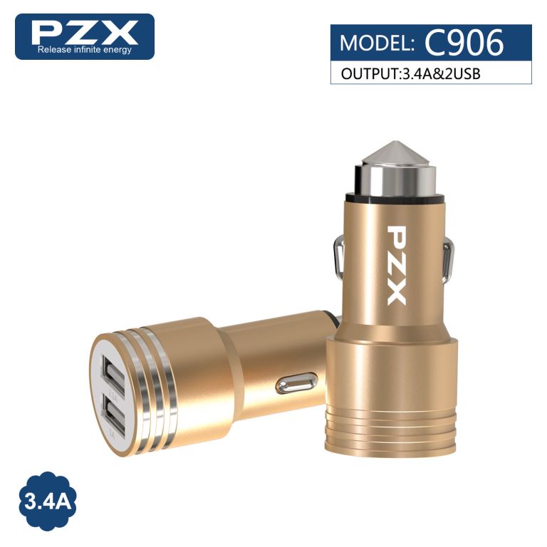 Cargador Vehicular 12V/24V 3.1A Aluminio PZX C906