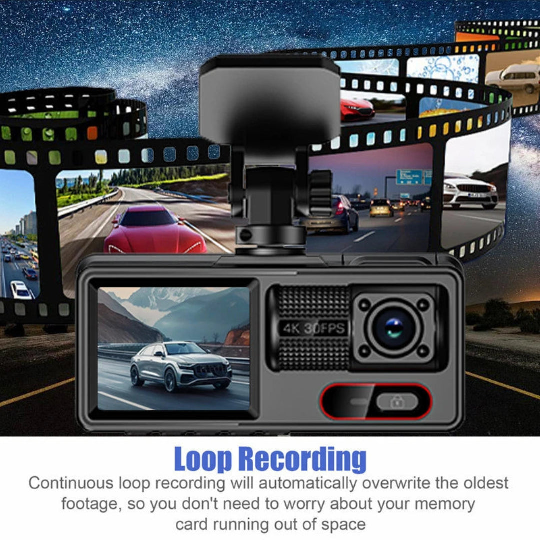 Cámara Para Carro Con Resolucion Full HD y Pantalla de 3" Con 4 Canales De Grabacion A16