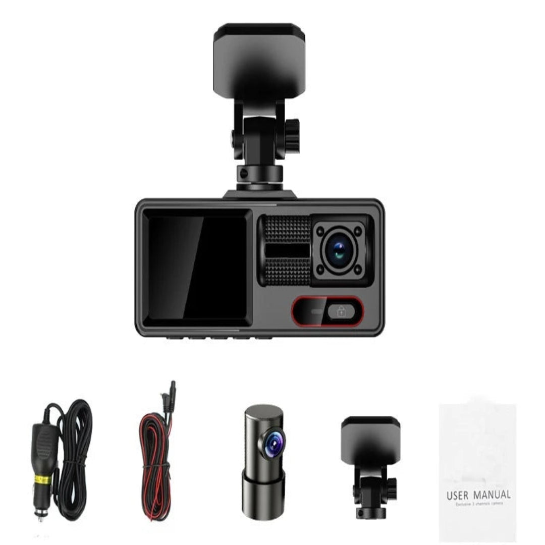 Cámara Para Carro Con Resolucion Full HD y Pantalla de 3" Con 4 Canales De Grabacion A16