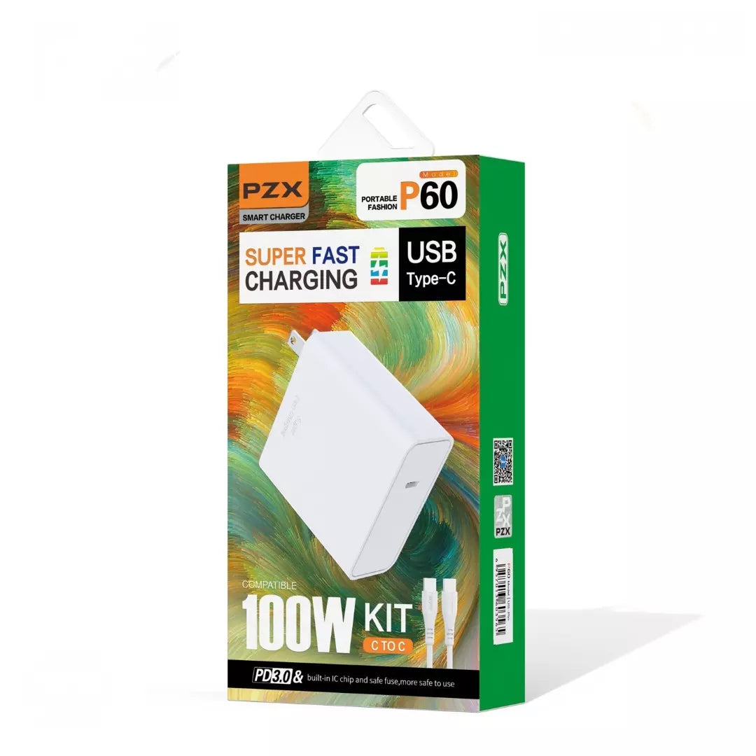 Cargador PZX Carga Rápida Cable + Cabeza de 100w P60 C-C