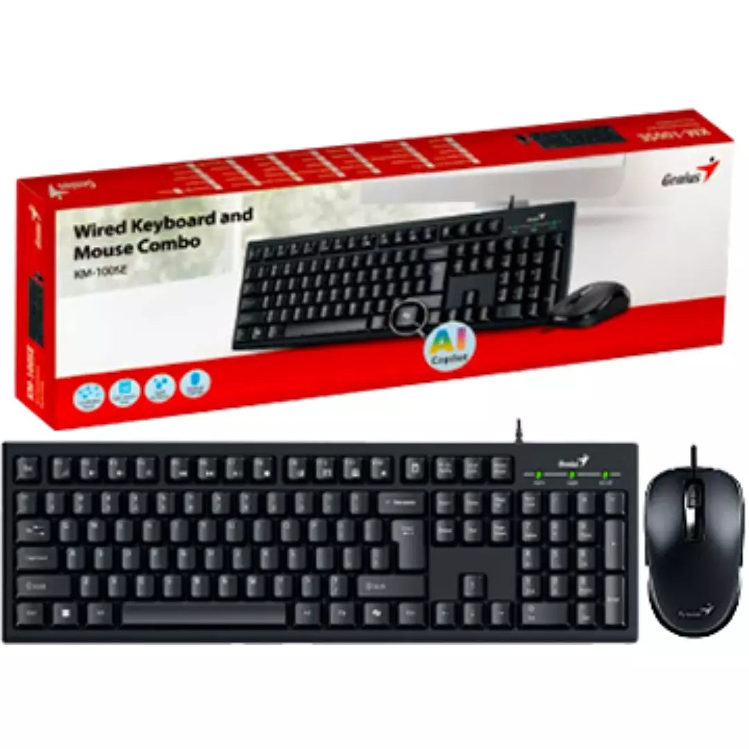 Combo Genius Tecaldo + Mouse Con Tecnologia IA Capilot Incorporada KM-100SE