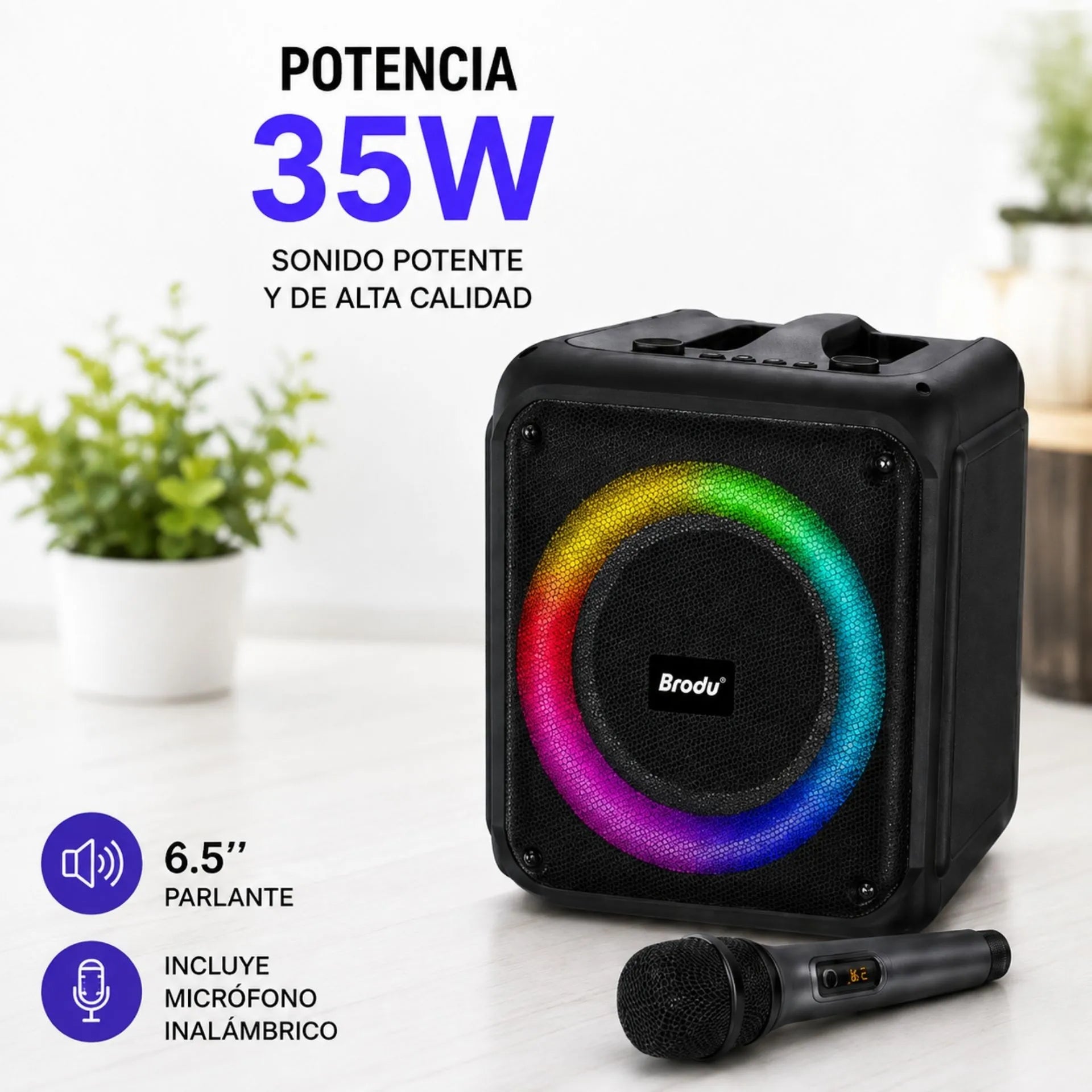 Cabina Bluetooth 6.5 Pulgadas Con Micrófono Inalámbrico BRODU BTS-1935