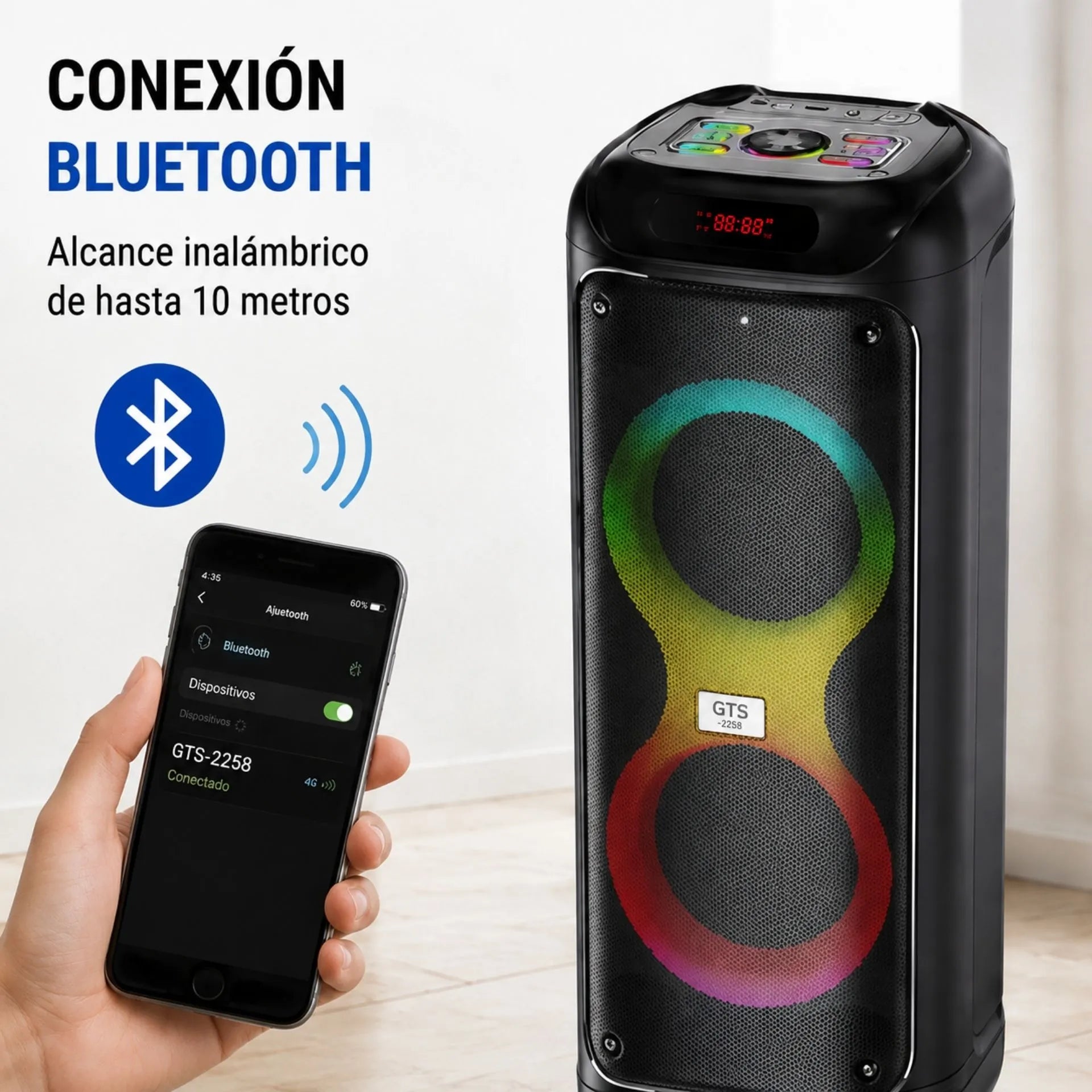 Cabina Bluetooth Doble 6.5 Pulgadas Con Micrófono Inalámbrico BRODU BTS-2258