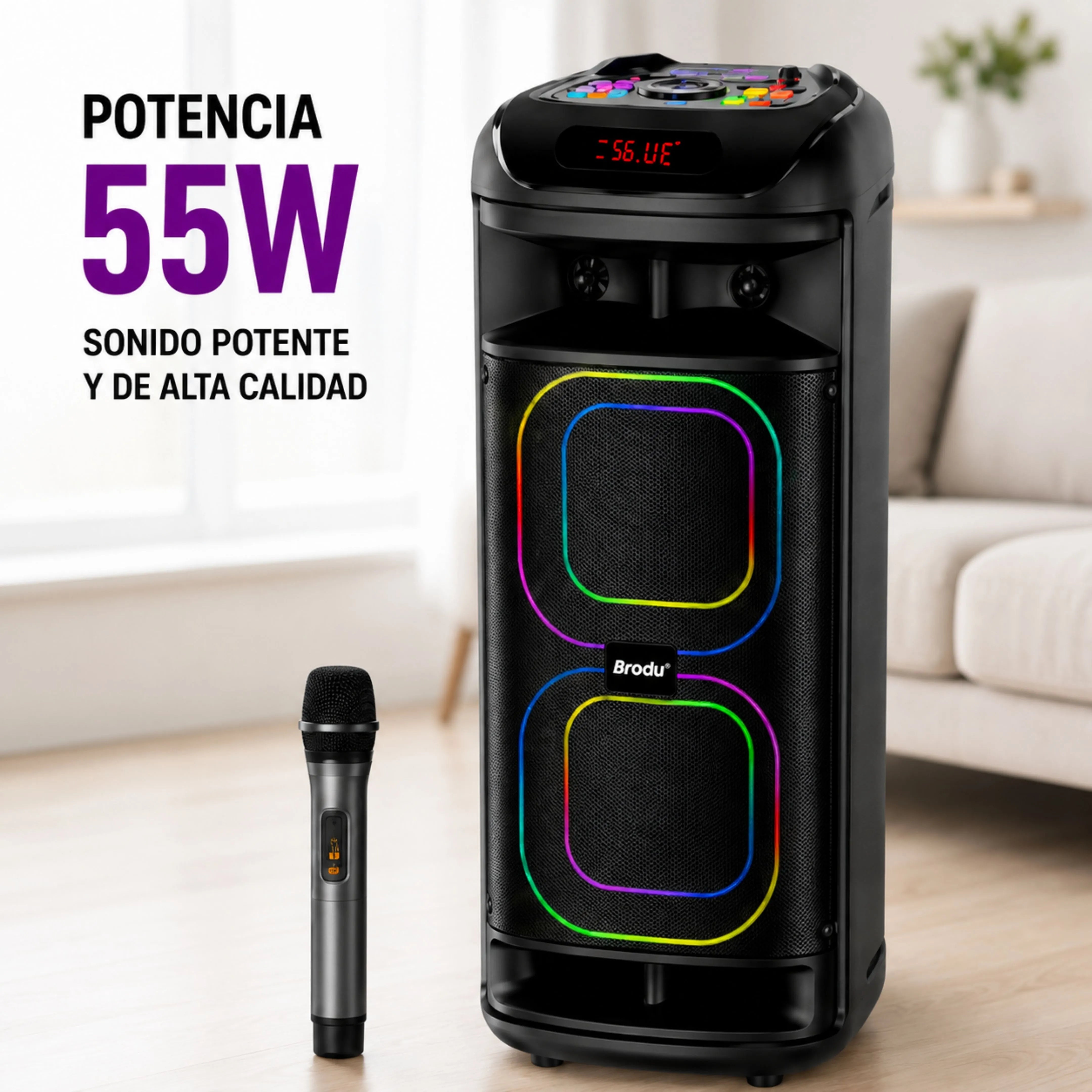 Cabina Bluetooth Doble Bocina 6.5 Pulgadas Con Micrófono Inalámbrico BRODU BTS-2261
