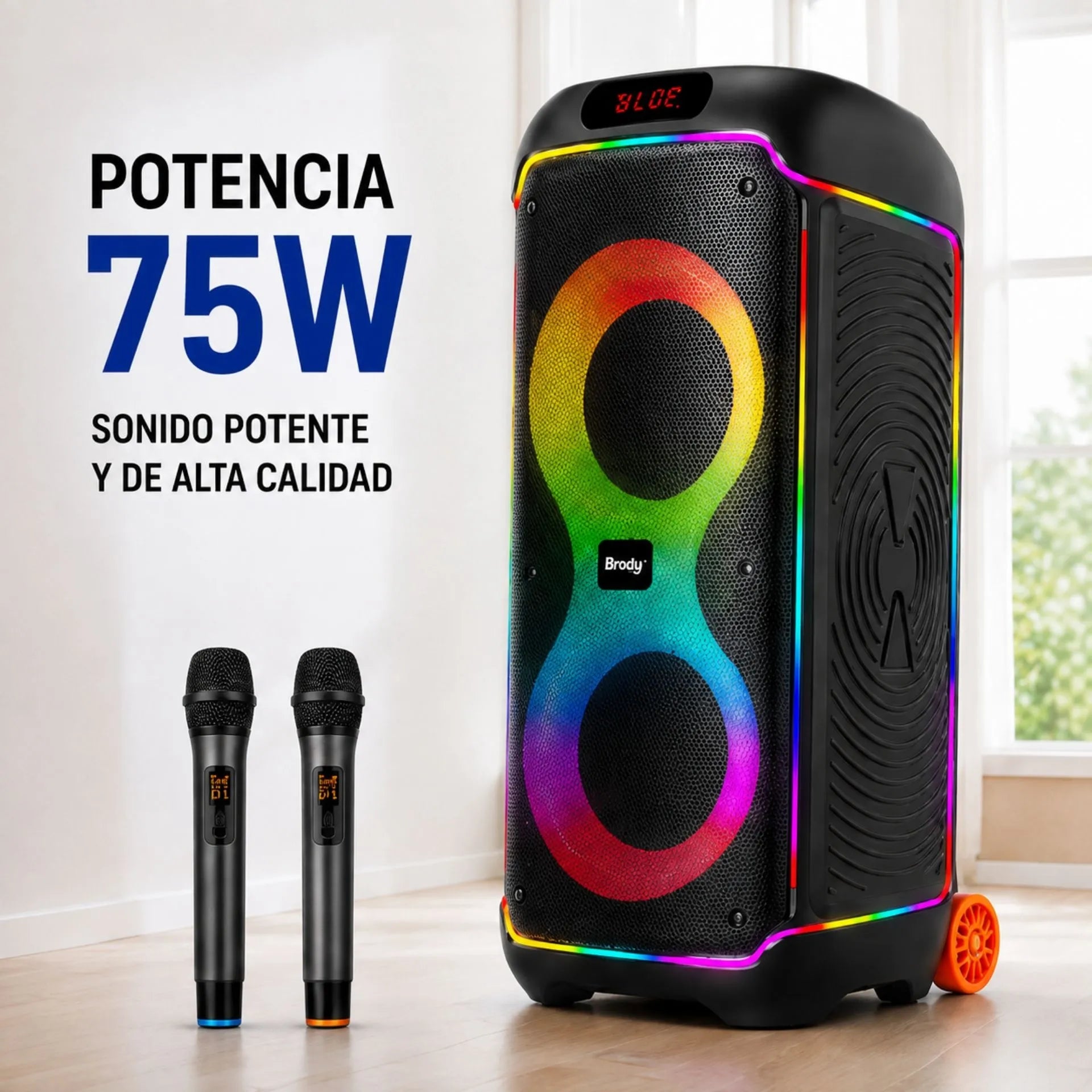 Cabina Bluetooth Doble 8" Con 2 Micrófonos Inalámbricos BRODU BTS-2368