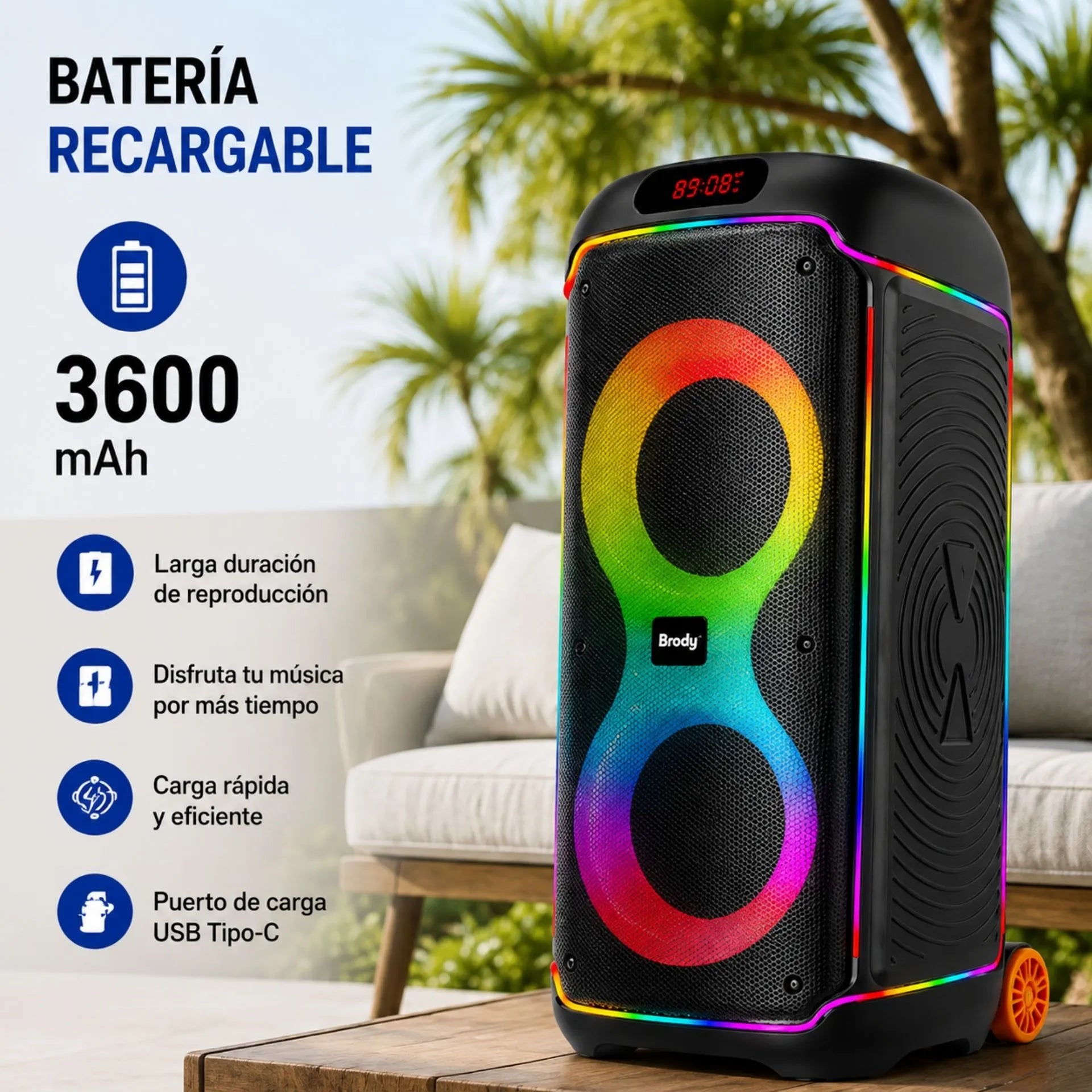 Cabina Bluetooth Doble 8" Con 2 Micrófonos Inalámbricos BRODU BTS-2368