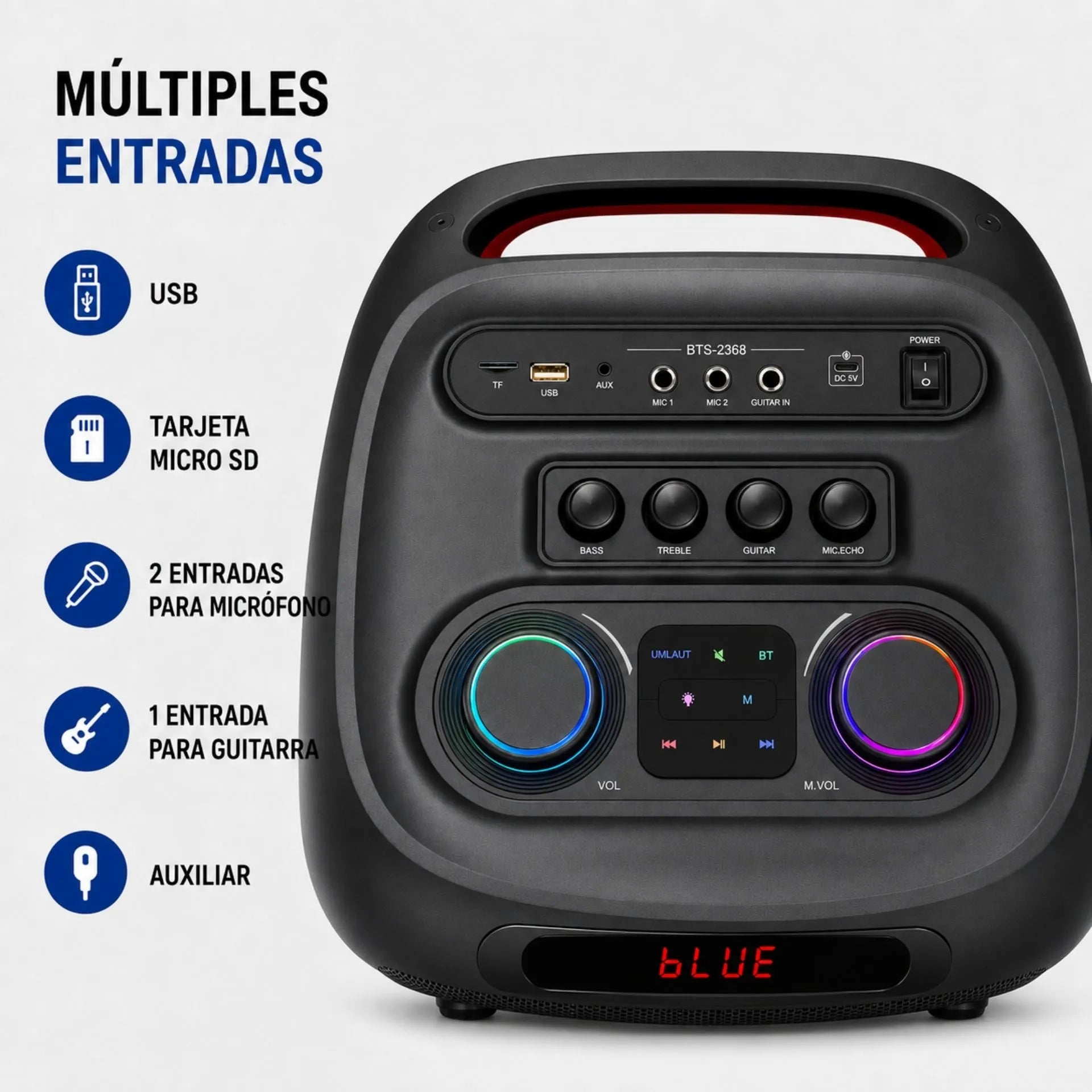 Cabina Bluetooth Doble 8" Con 2 Micrófonos Inalámbricos BRODU BTS-2368