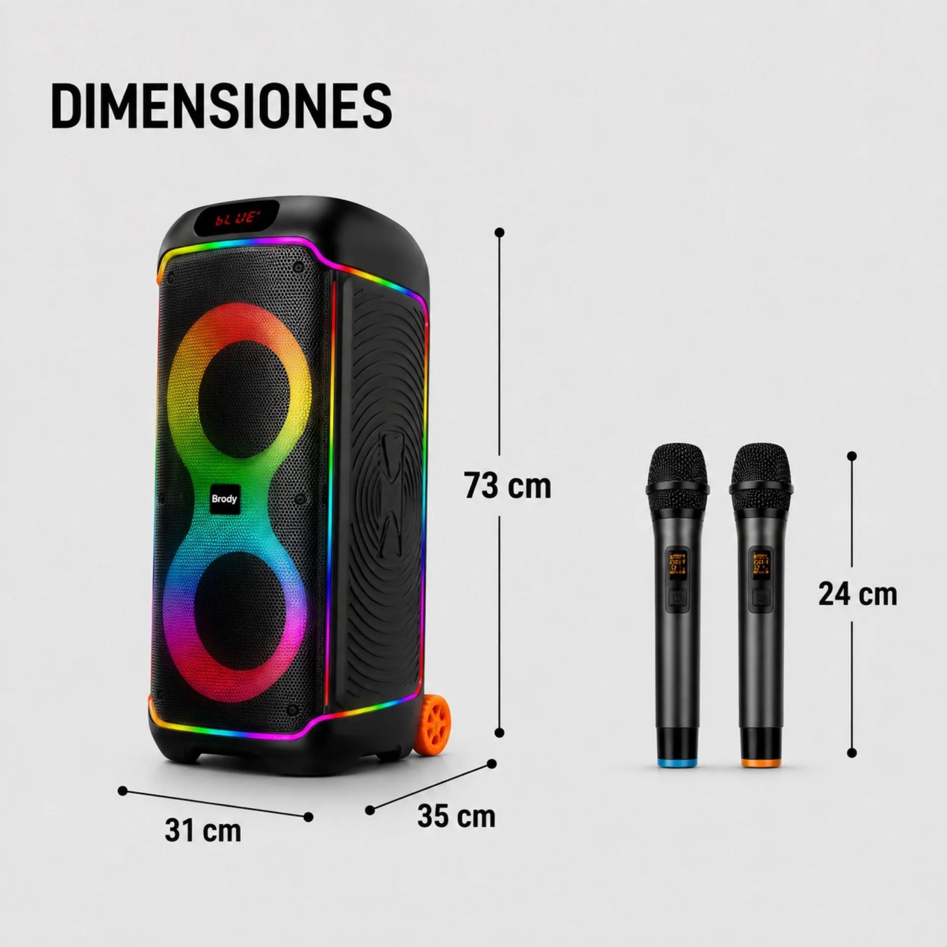 Cabina Bluetooth Doble 8" Con 2 Micrófonos Inalámbricos BRODU BTS-2368