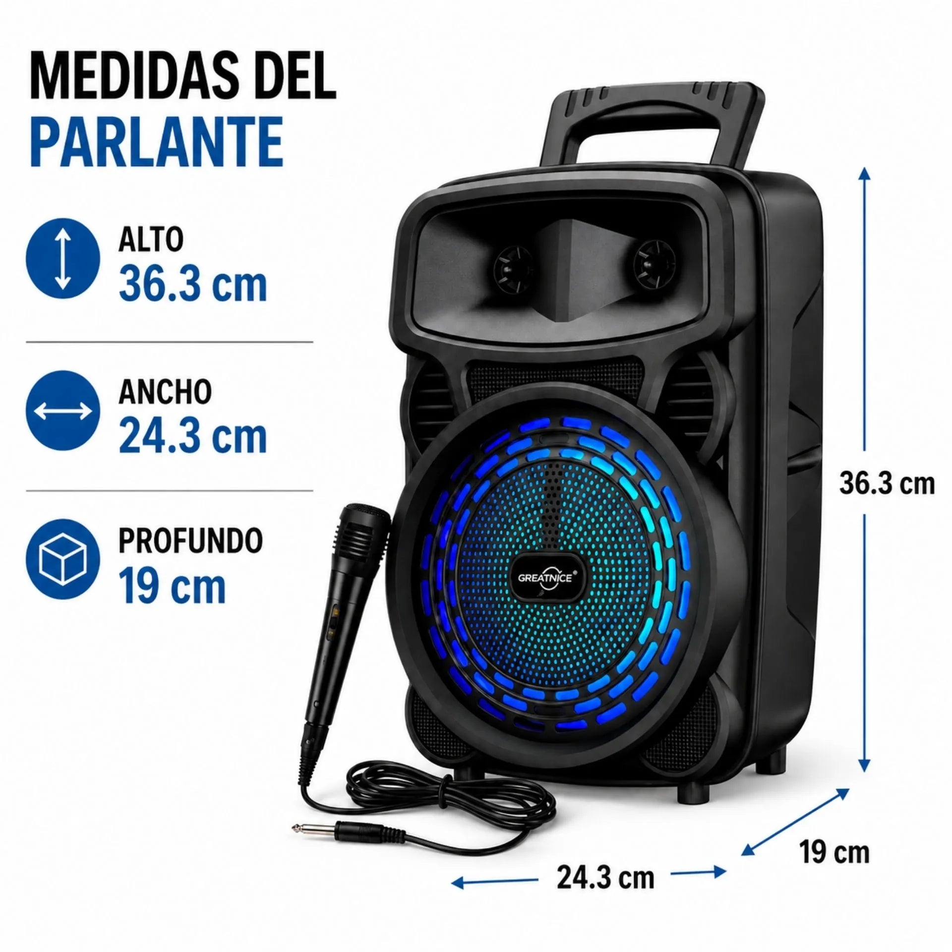Parlante Cabina Bluetooth 8 Pulgadas Con Micrófono GREATNICE GTS-2450