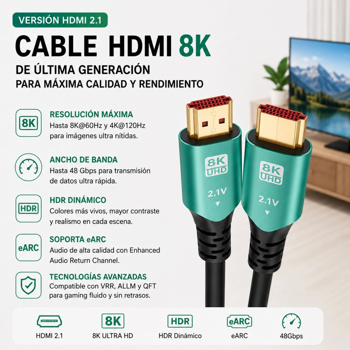Cable HDMI 8K Ultra HD LJ-3 2.1V 8K