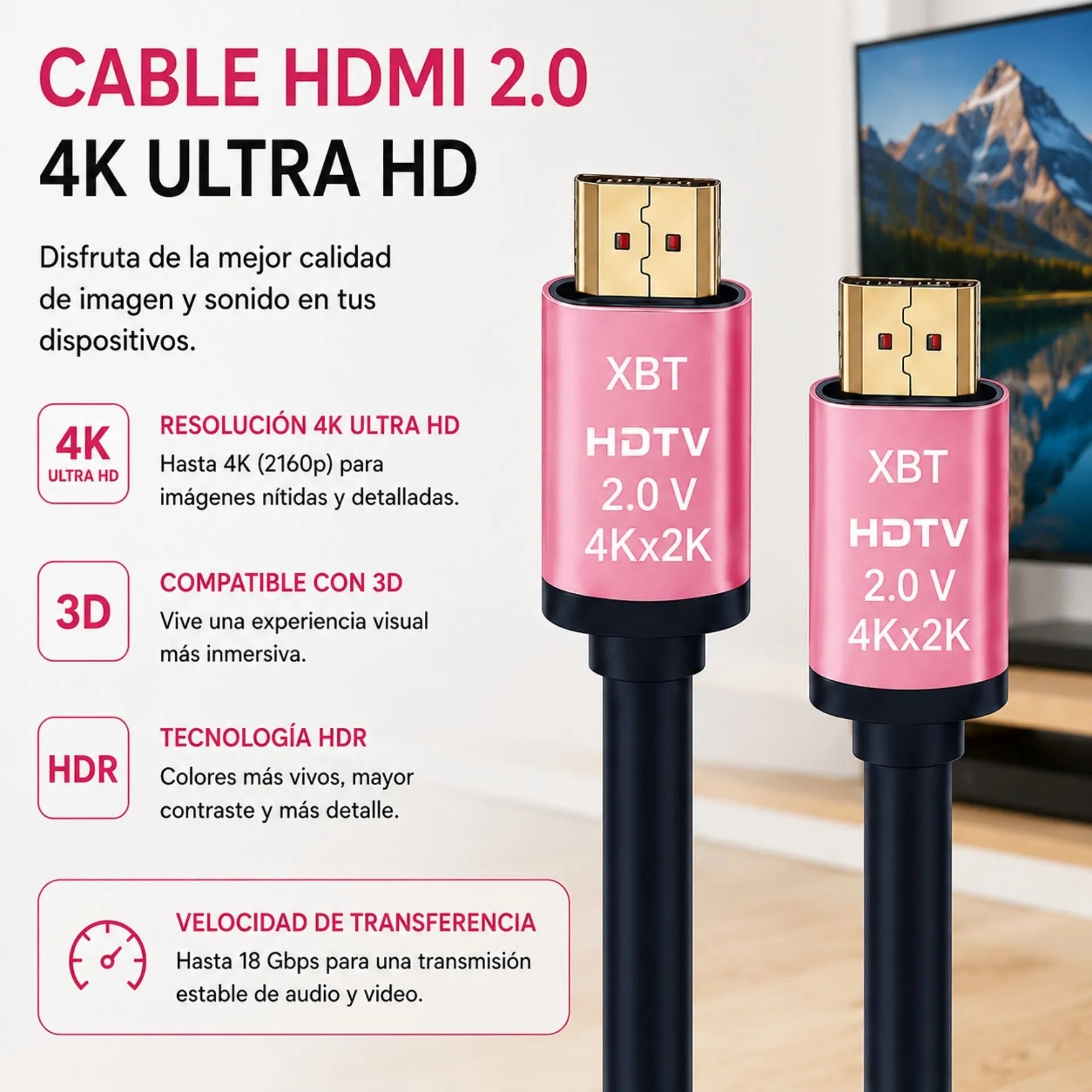 Cable HDMI 4K Ultra HD Velocidad 2.0 LJ-2