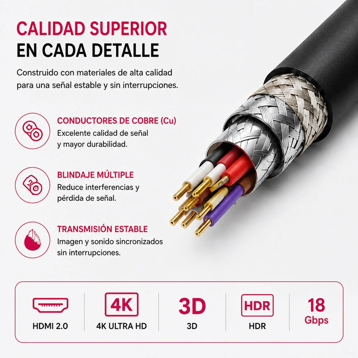 Cable HDMI 4K Ultra HD Velocidad 2.0 LJ-2