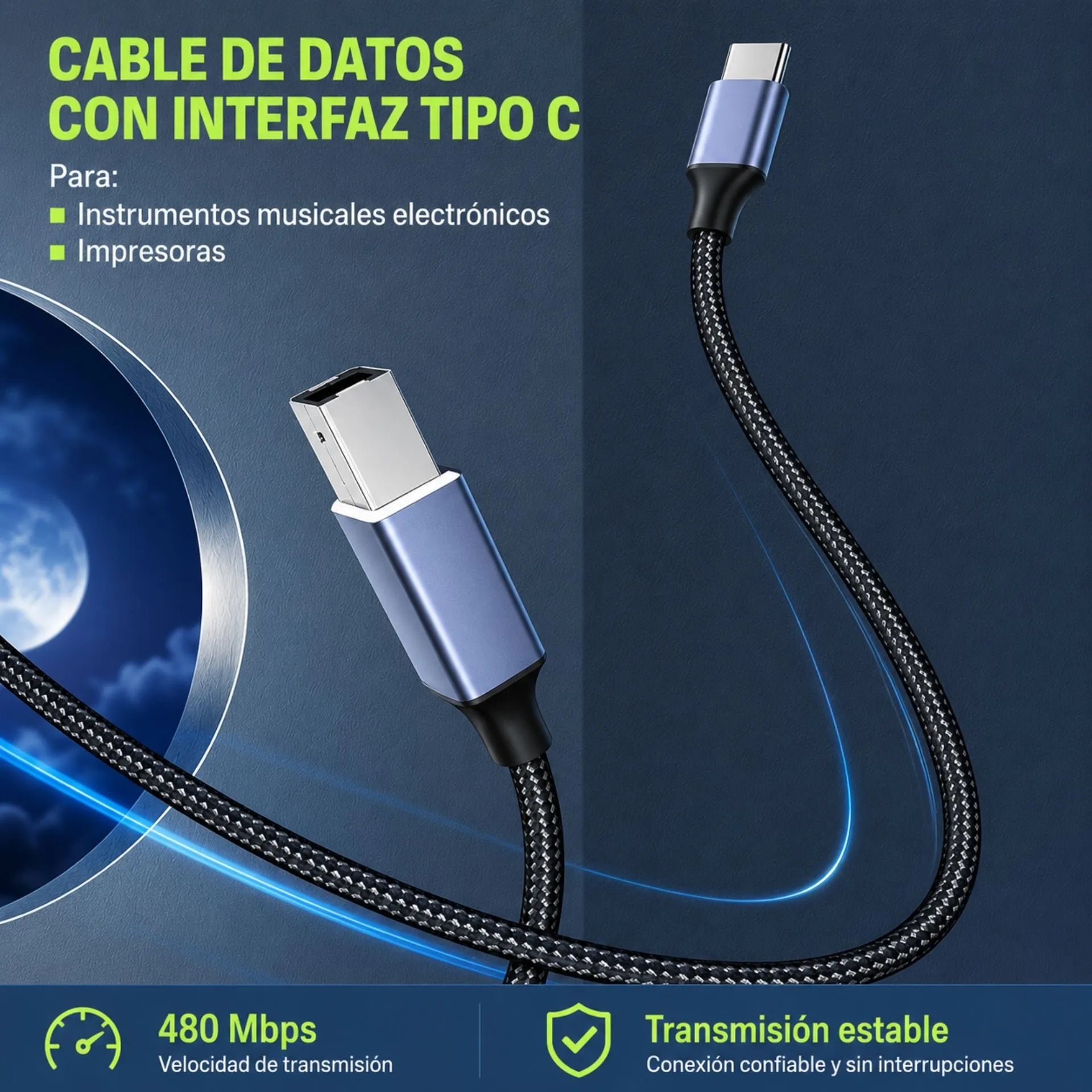Cable De Impresora USB Tipo C a USB Tipo B LJ-73 TYPEC