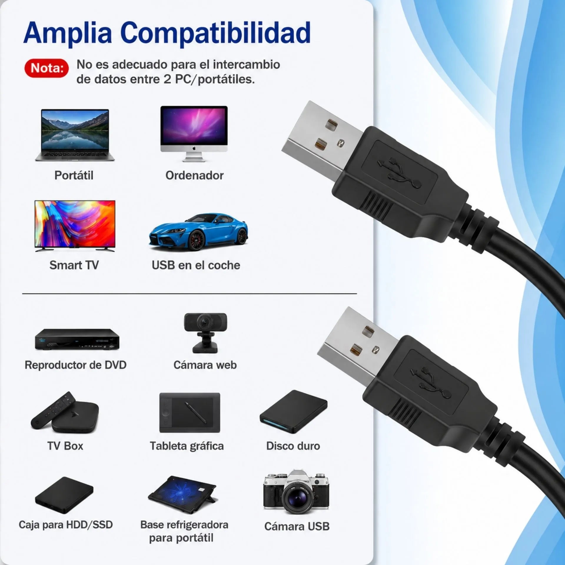 Cable USB 2.0 Macho a USB 2.0 Macho Alta Velocidad LJ-28 AM/AM