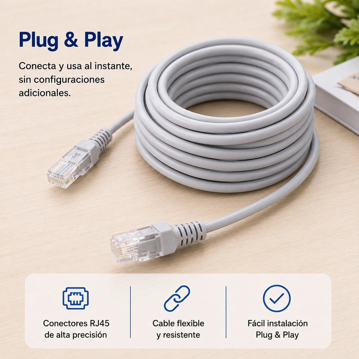 Cable De Red LAN CAT6 2M/3M/5M/10M/15M/20M RJ45 LJ-26 CAT6