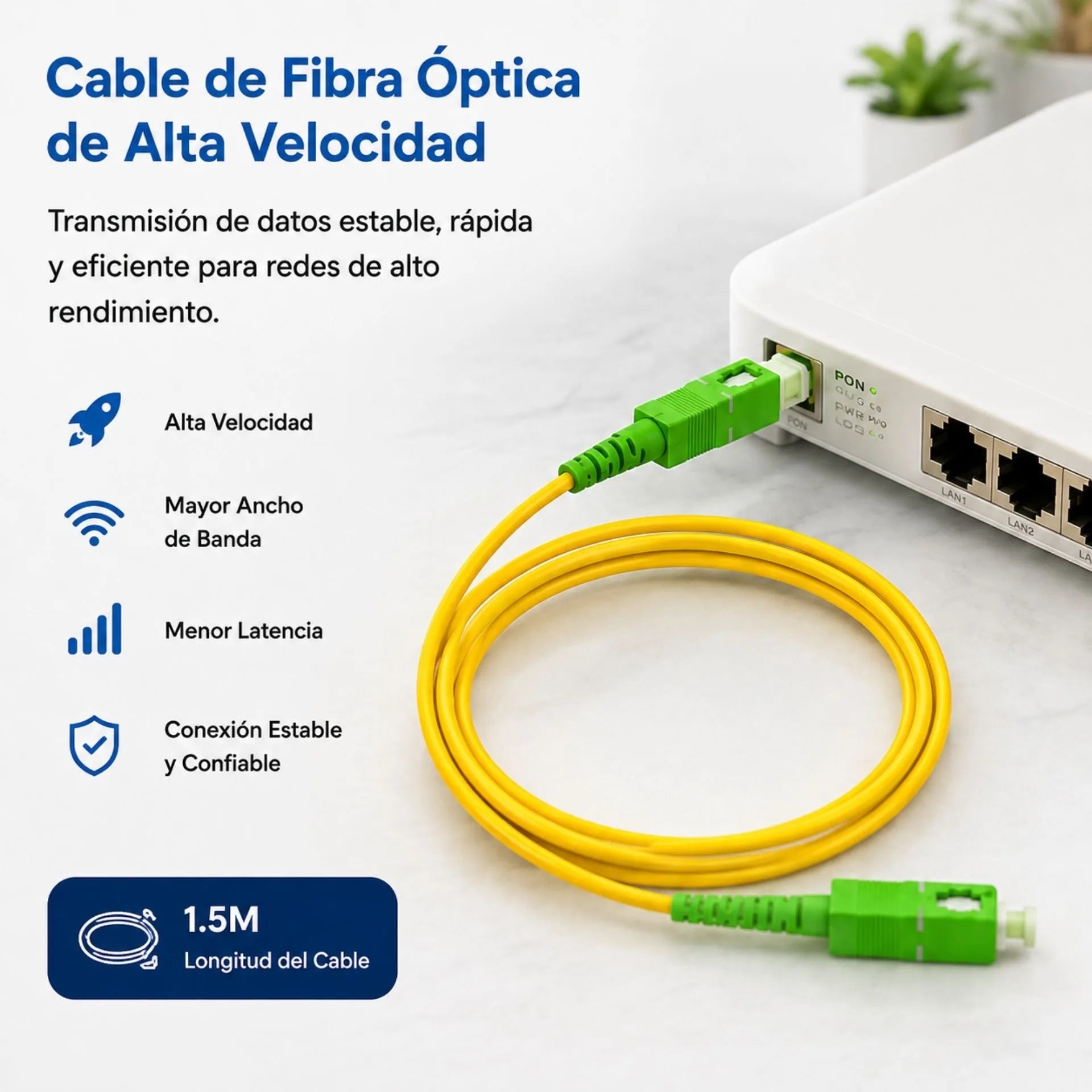 Cable De Fibra Óptica Alta Velocidad 1.5 Metros LJ-74 RJ45 1.5M