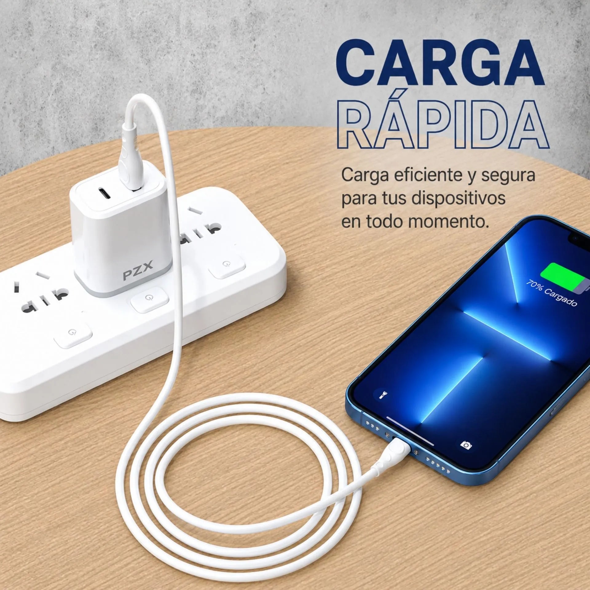 Cable De Datos Tipo C 5A Para Celular 1 Metro PZX S-06