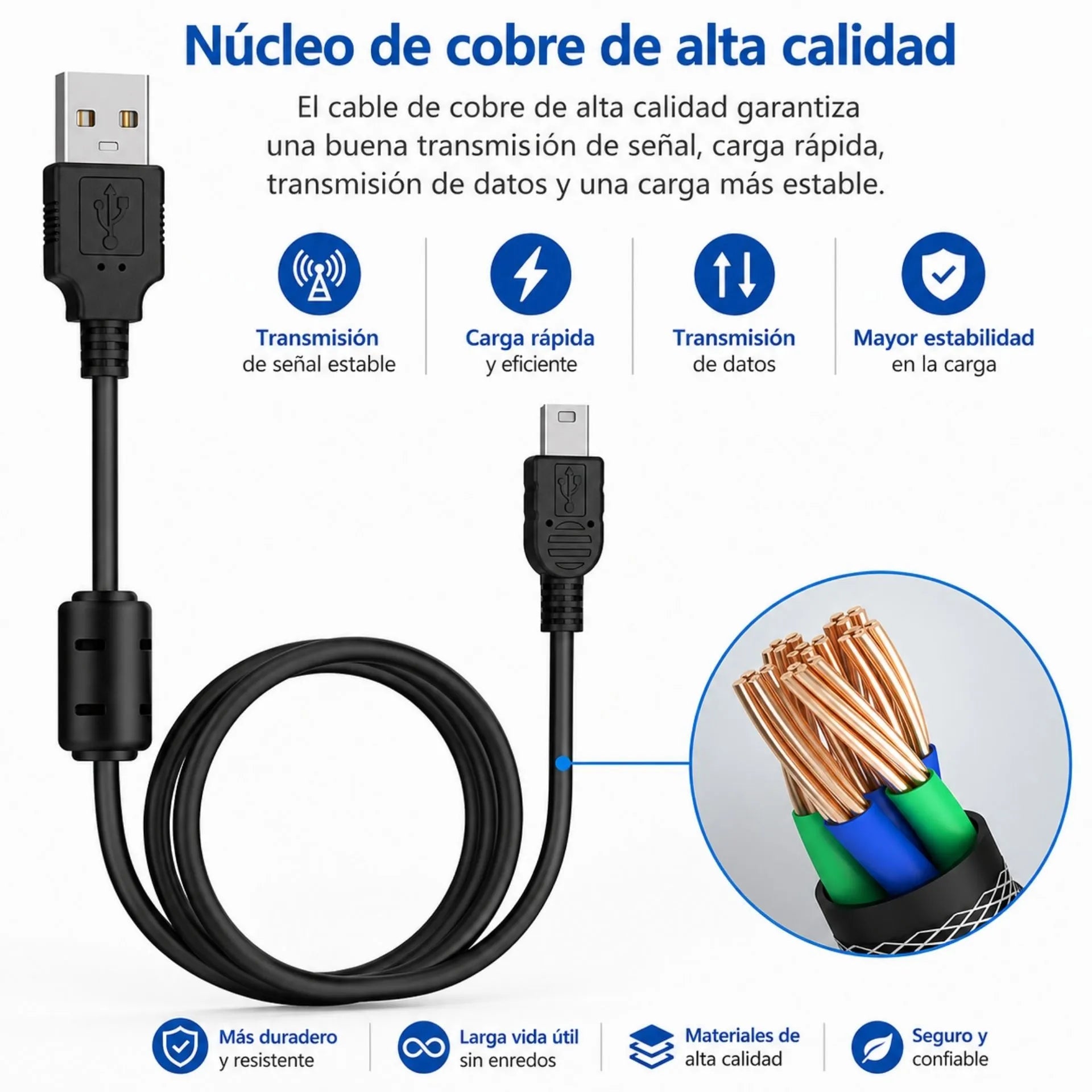 Cable USB A A Mini USB Tipo B 5 Pines 1.8 Metros UC-021A