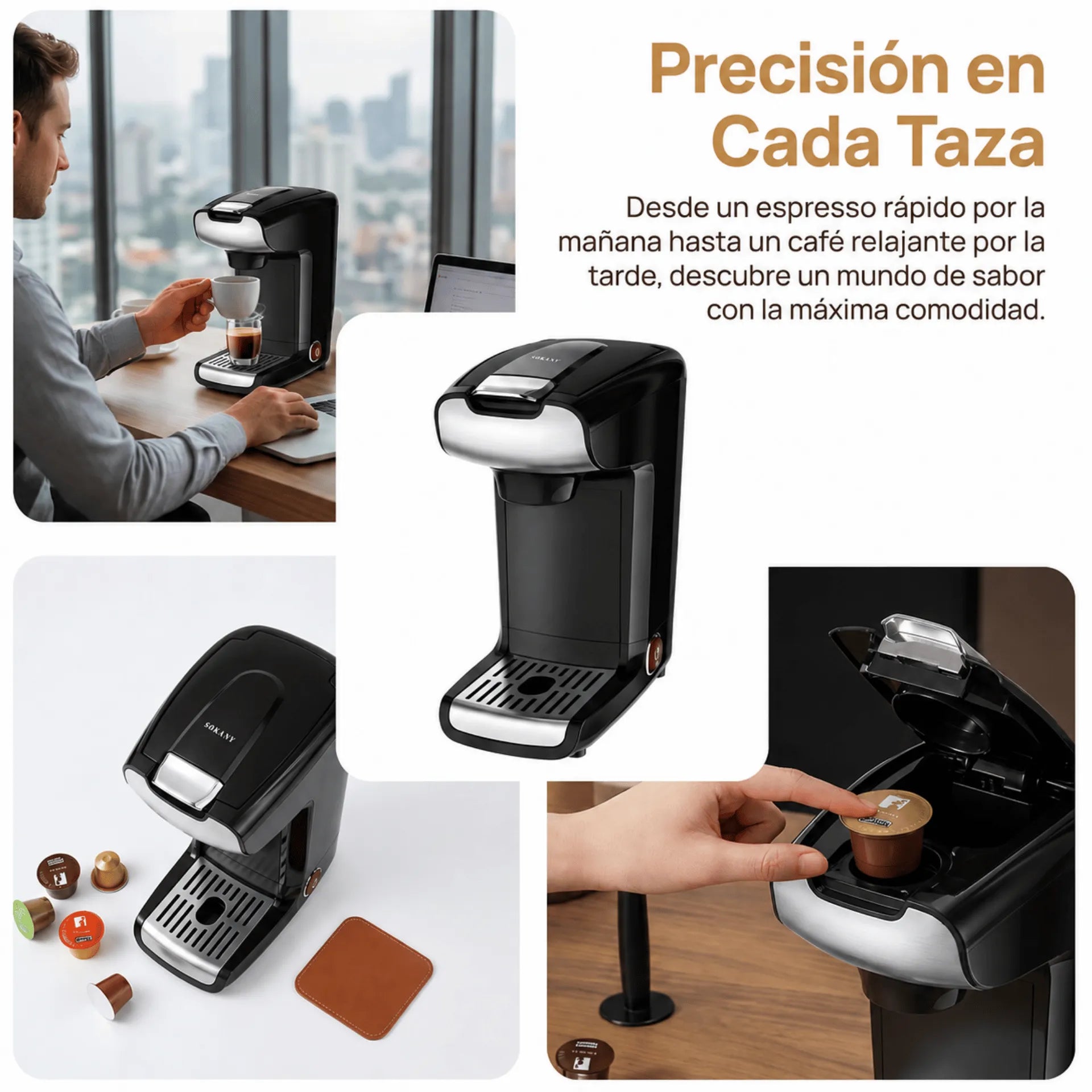 Cafetera De Cápsulas 2 En 1 Sokany 900 ml 750W Multifuncional SK-KF-6871