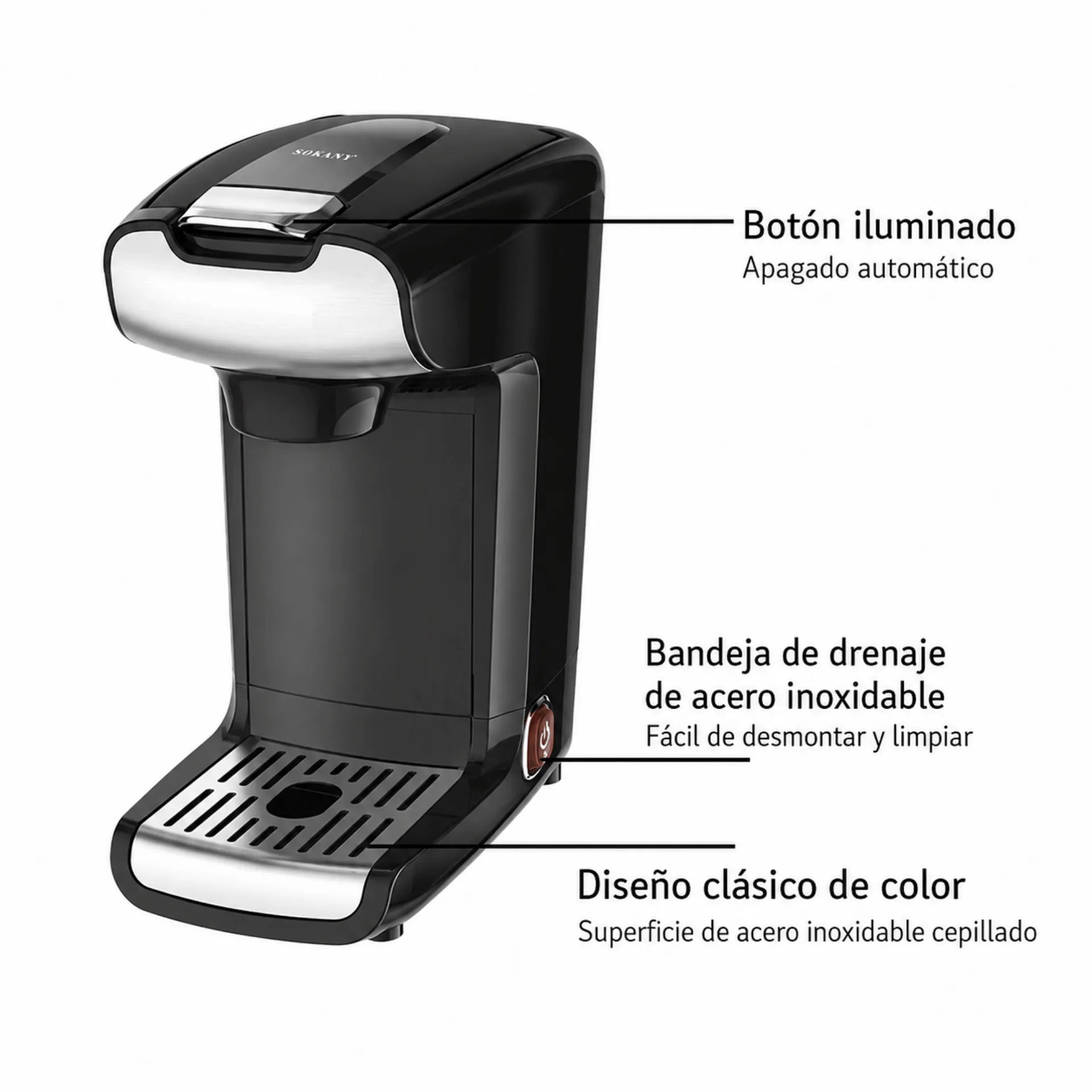 Cafetera De Cápsulas 2 En 1 Sokany 900 ml 750W Multifuncional SK-KF-6871