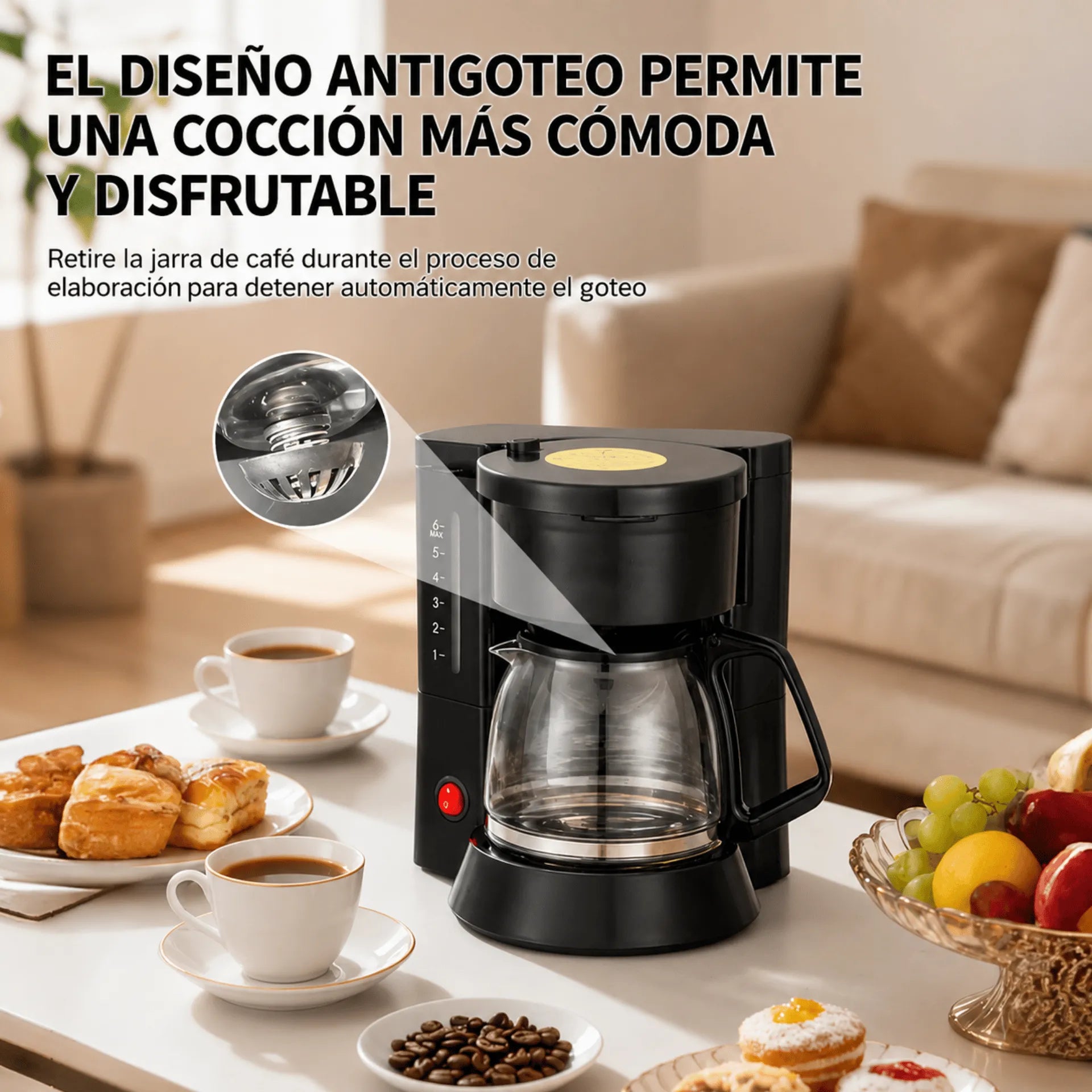 Cafetera Eléctrica Sokany 850 ml 450W Con Función Mantener Caliente SK-04048