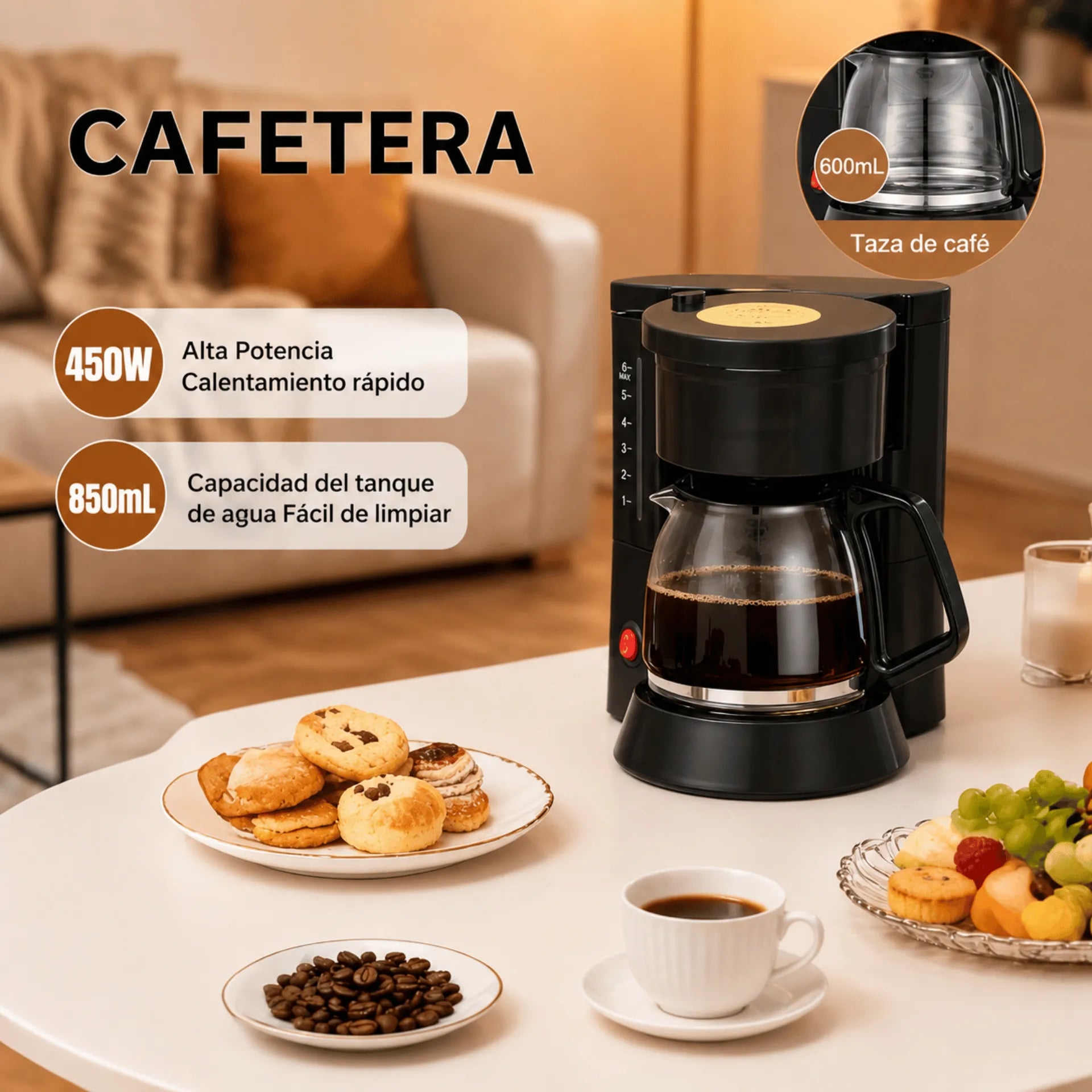 Cafetera Eléctrica Sokany 850 ml 450W Con Función Mantener Caliente SK-04048