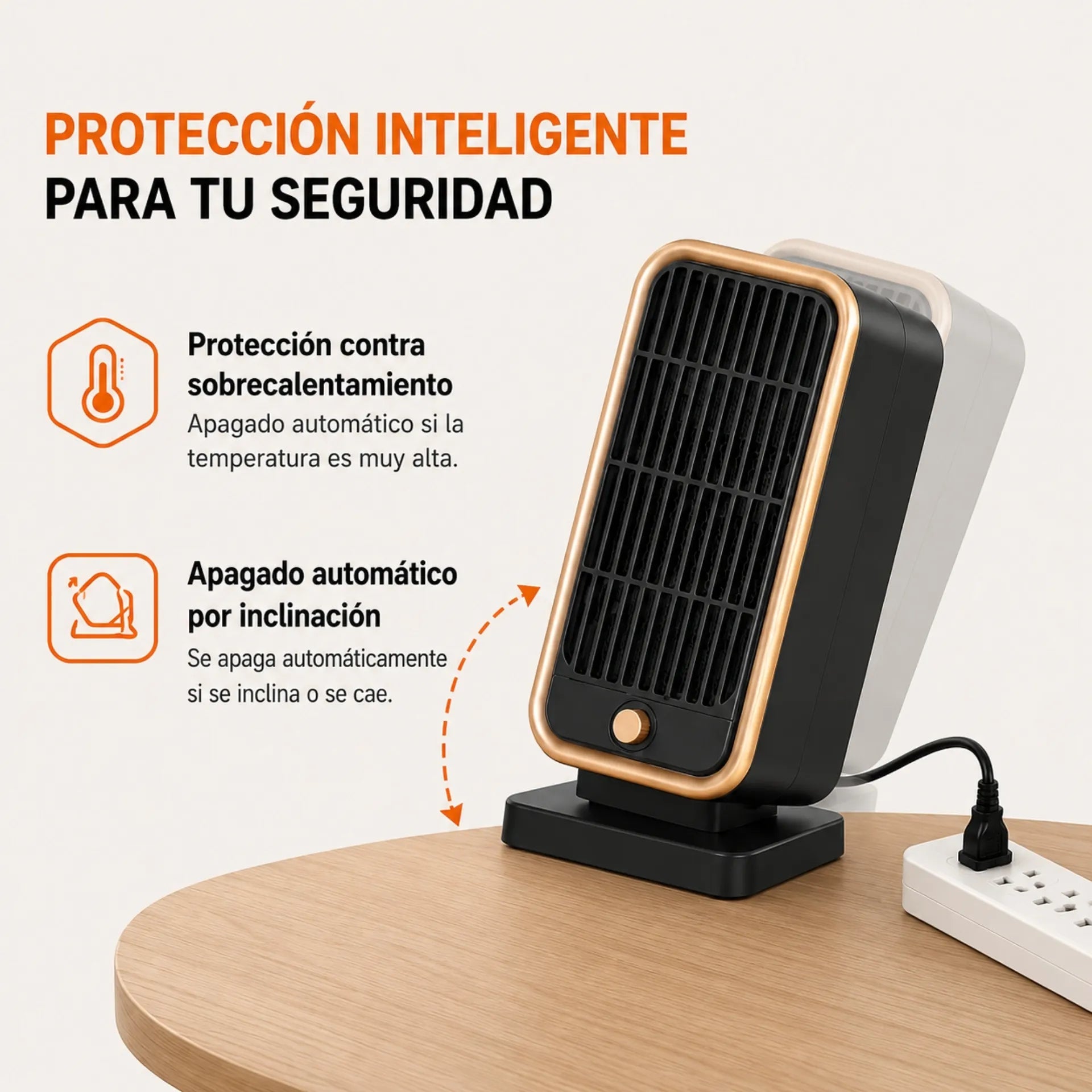Calefactor Eléctrico Portátil 500W Con Protección Contra Sobrecalentamiento HQN211-20XS