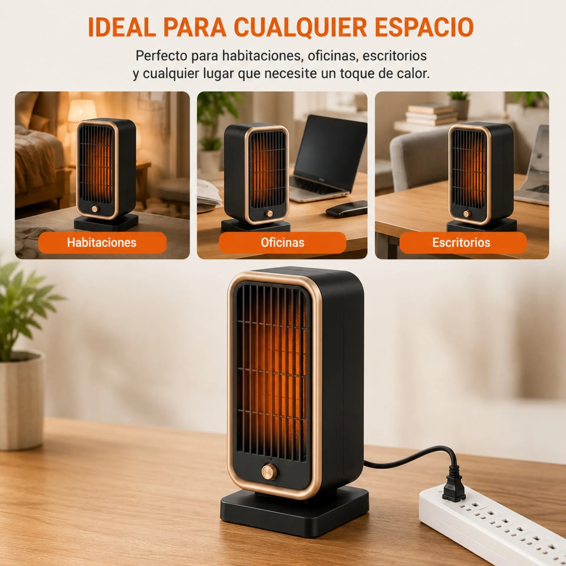 Calefactor Eléctrico Portátil 500W Con Protección Contra Sobrecalentamiento HQN211-20XS