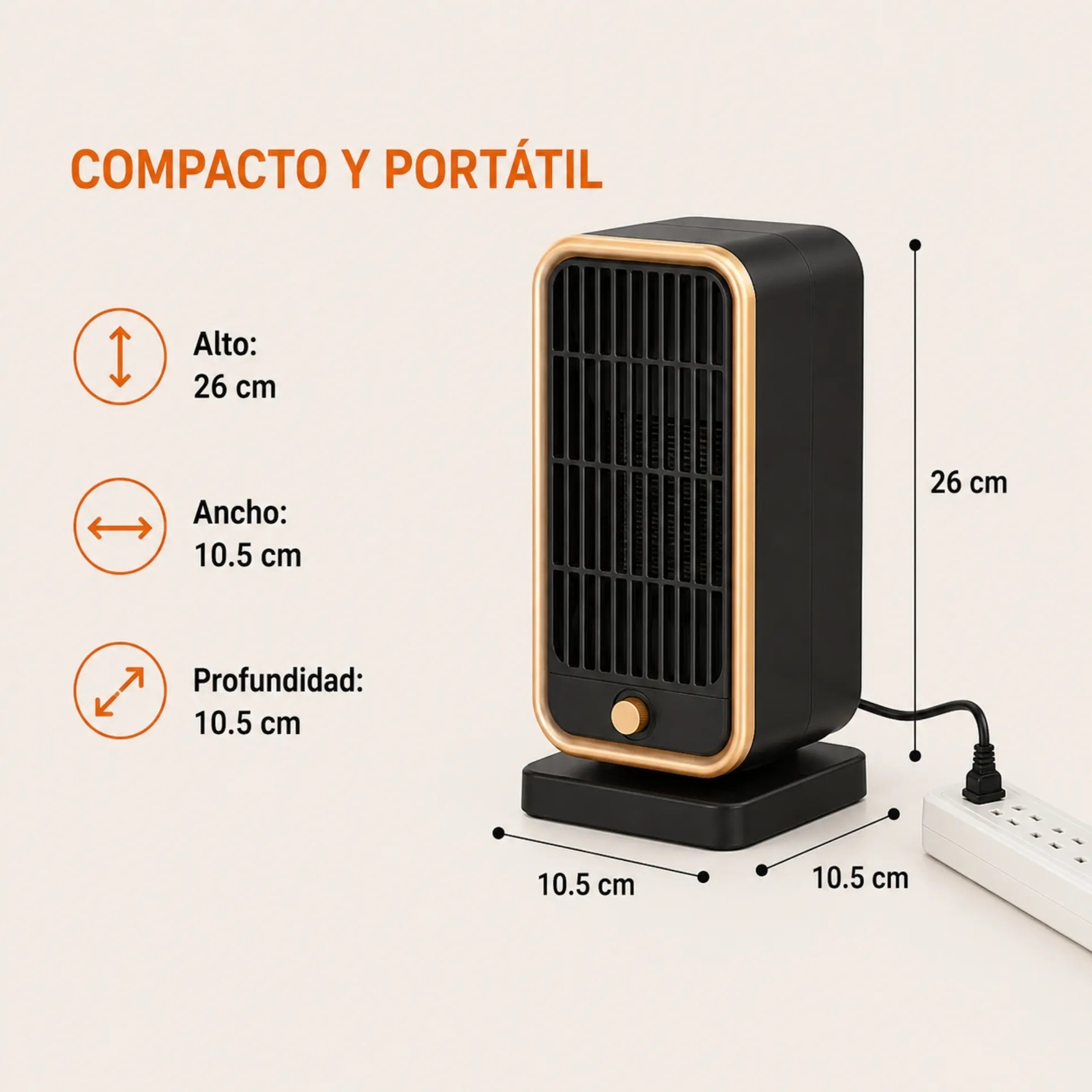 Calefactor Eléctrico Portátil 500W Con Protección Contra Sobrecalentamiento HQN211-20XS