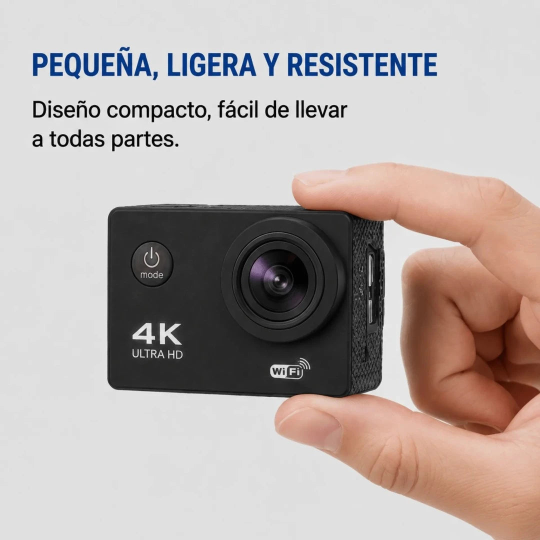 Cámara Deportiva 4K Ultra HD Con Wi-Fi Y Estuche Impermeable Baihuo City MY-7142