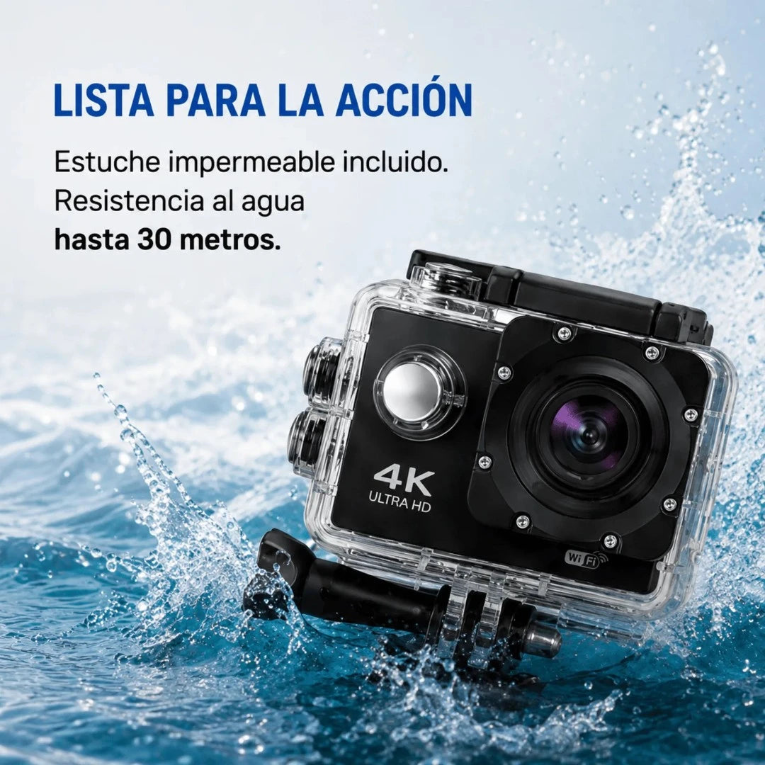 Cámara Deportiva 4K Ultra HD Con Wi-Fi Y Estuche Impermeable Baihuo City MY-7142
