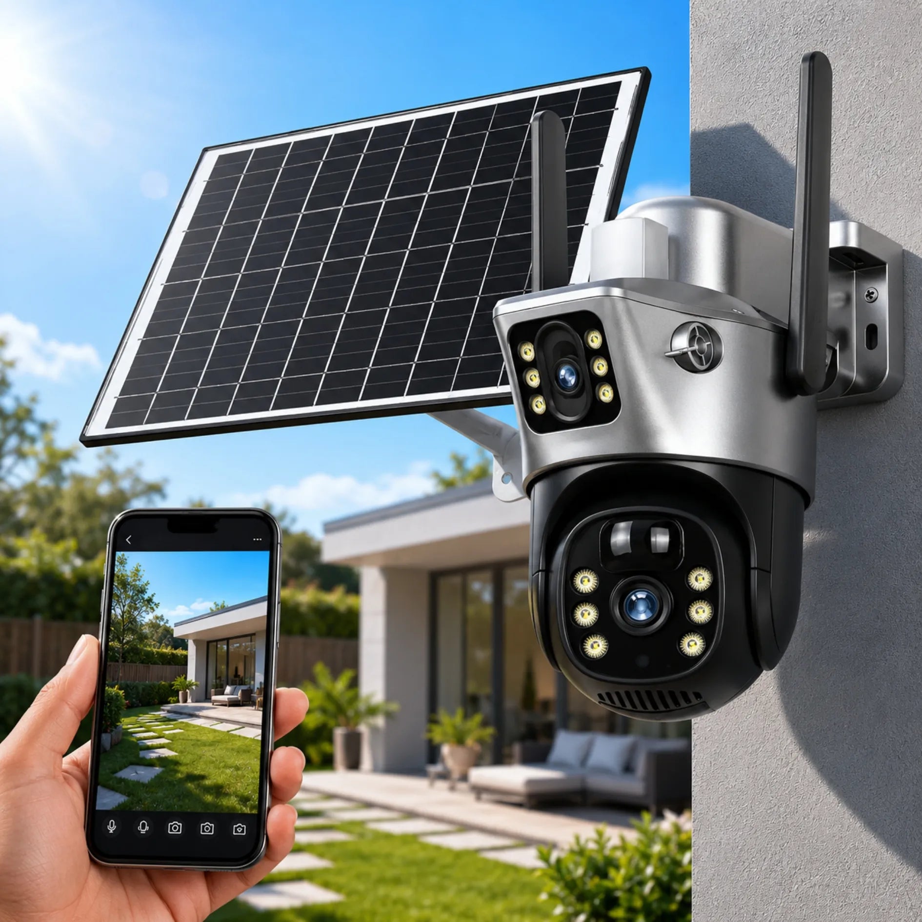Cámara De Seguridad Solar Doble Lente 4G Con Seguimiento Inteligente YX-9DLES-4G