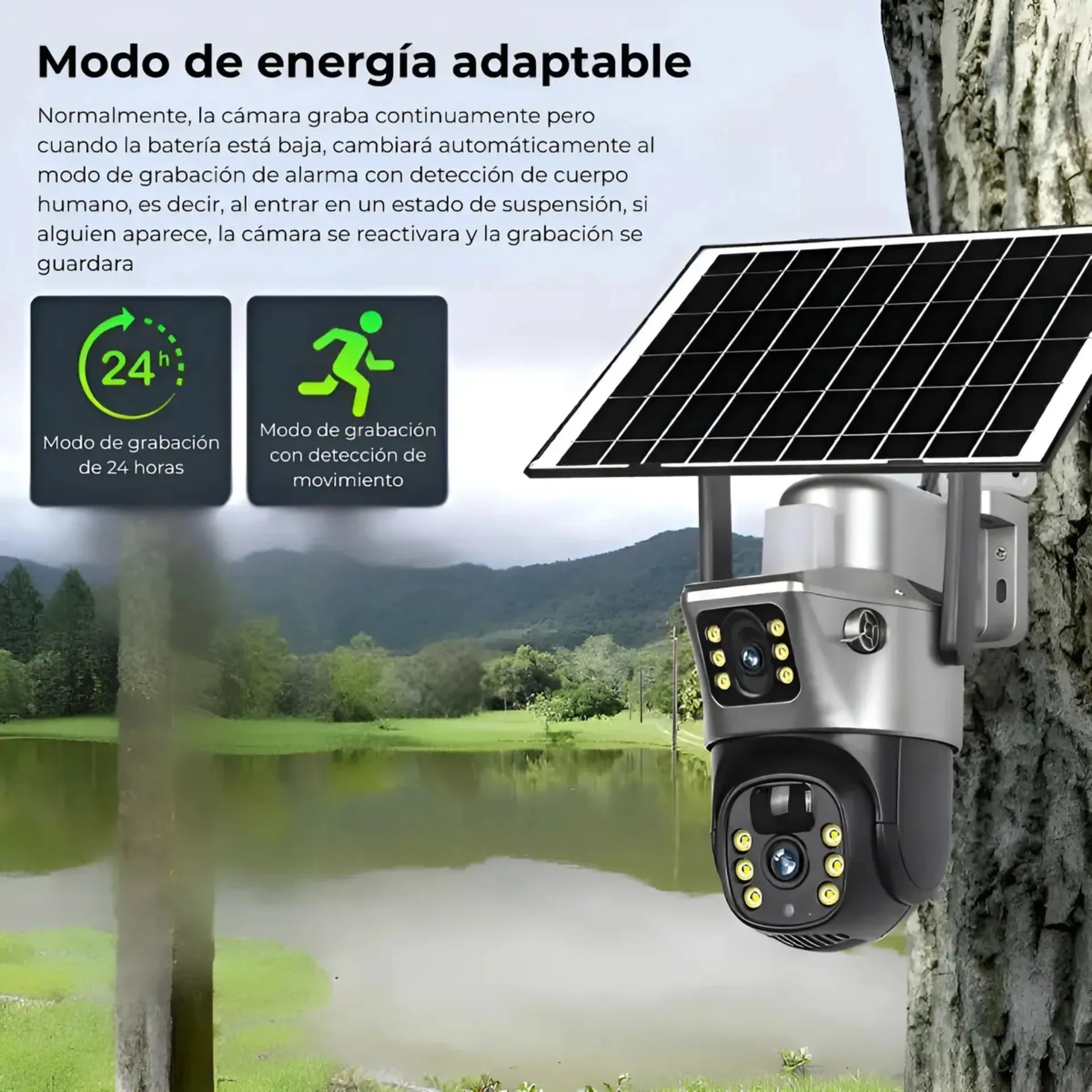 Cámara De Seguridad Solar Doble Lente 4G Con Seguimiento Inteligente YX-9DLES-4G