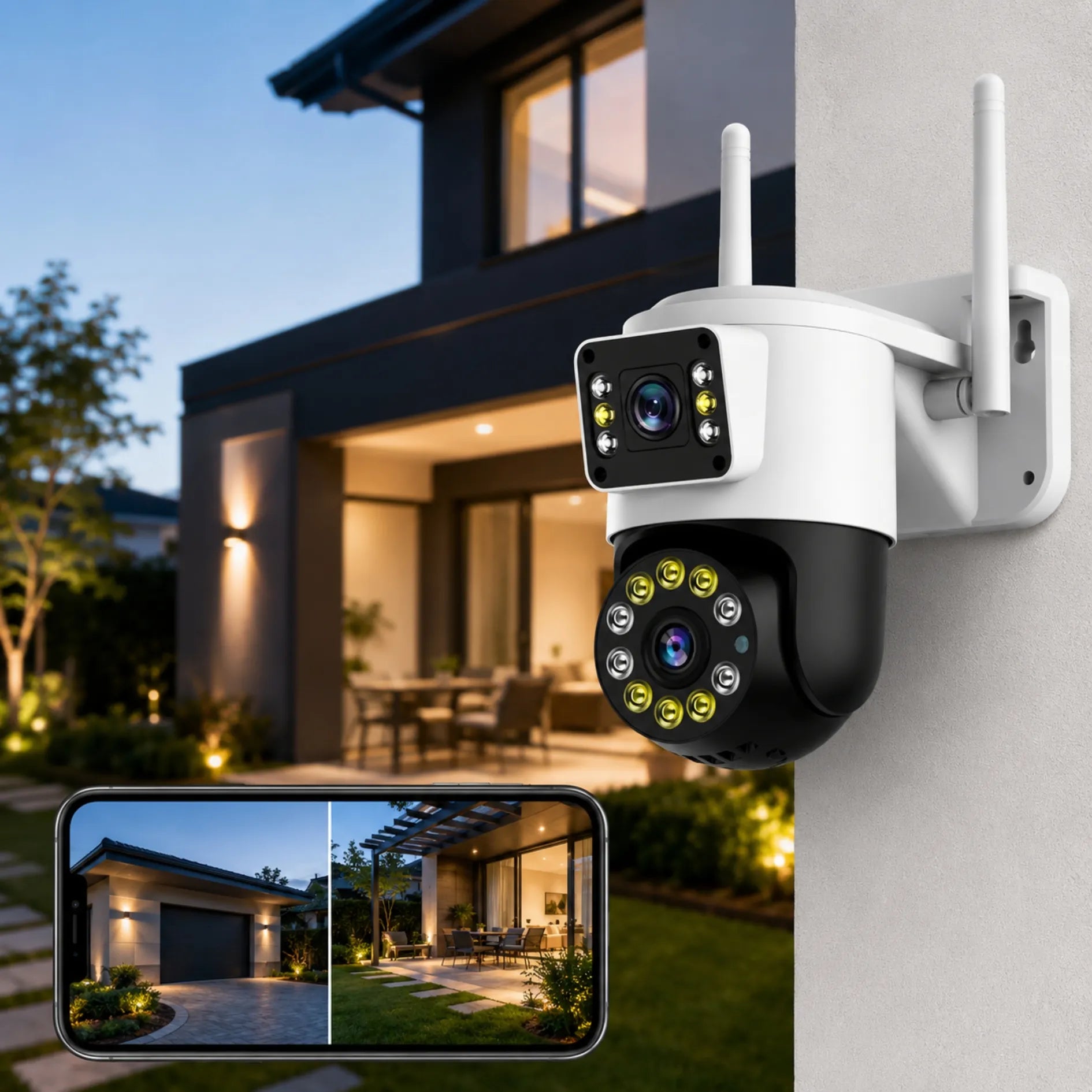 Cámara De Seguridad WiFi Doble Lente 360° Con Visión Nocturna TC193-ED2D5-XC