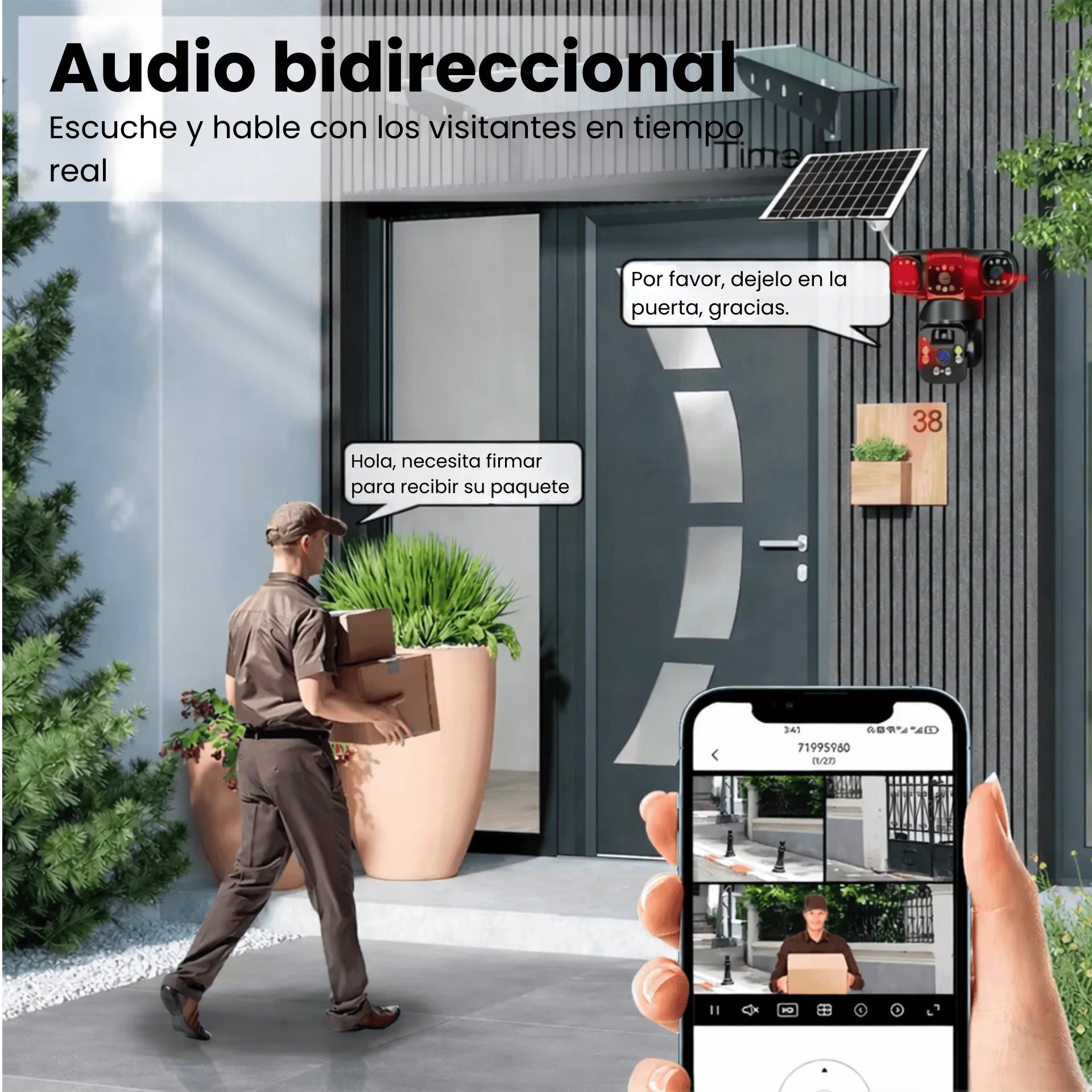 Cámara De Seguridad 4G SIM Card Triple Lente Con Panel Solar CT-Q20-4G