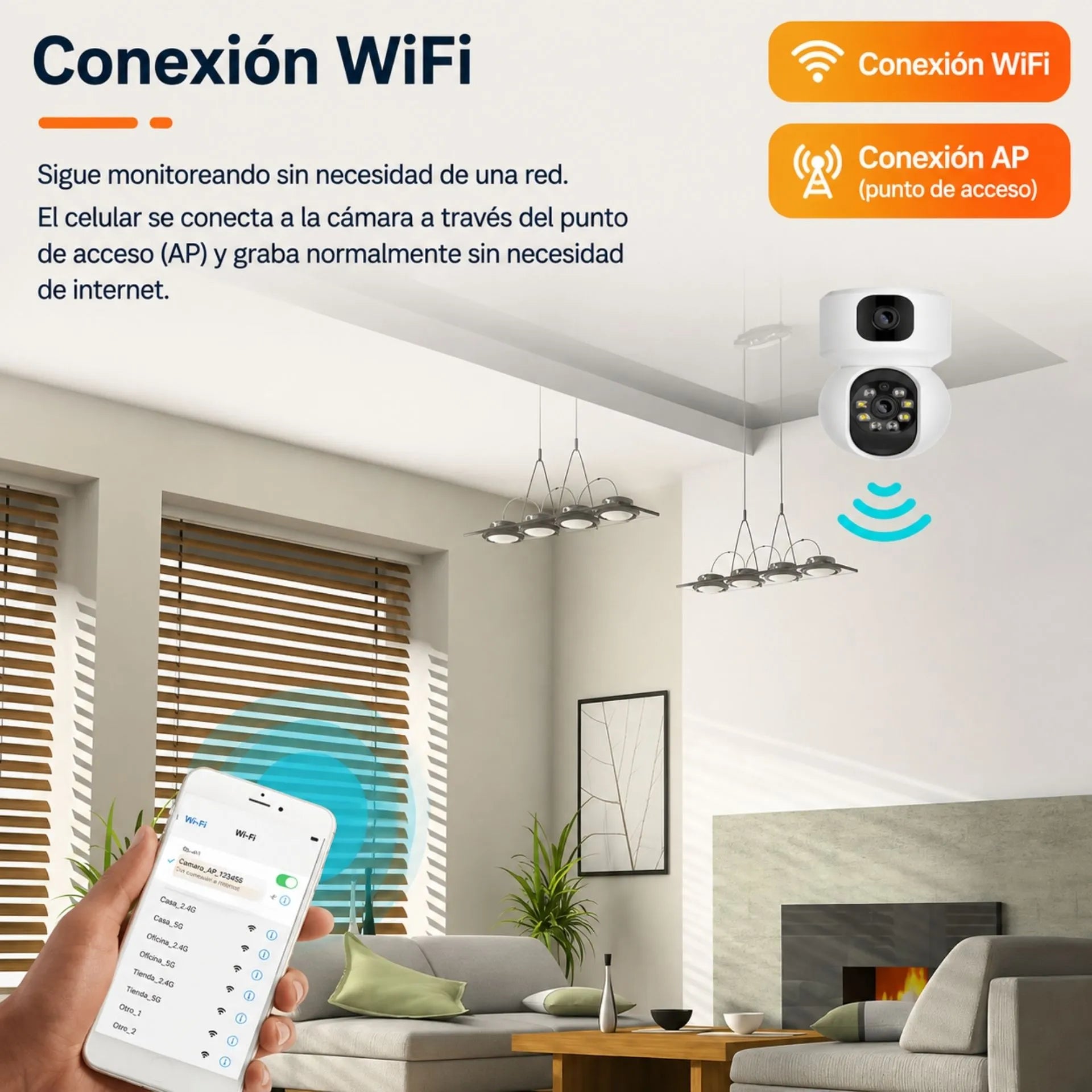 Cámara de Seguridad WiFi Doble Lente Full HD 360° TC-292
