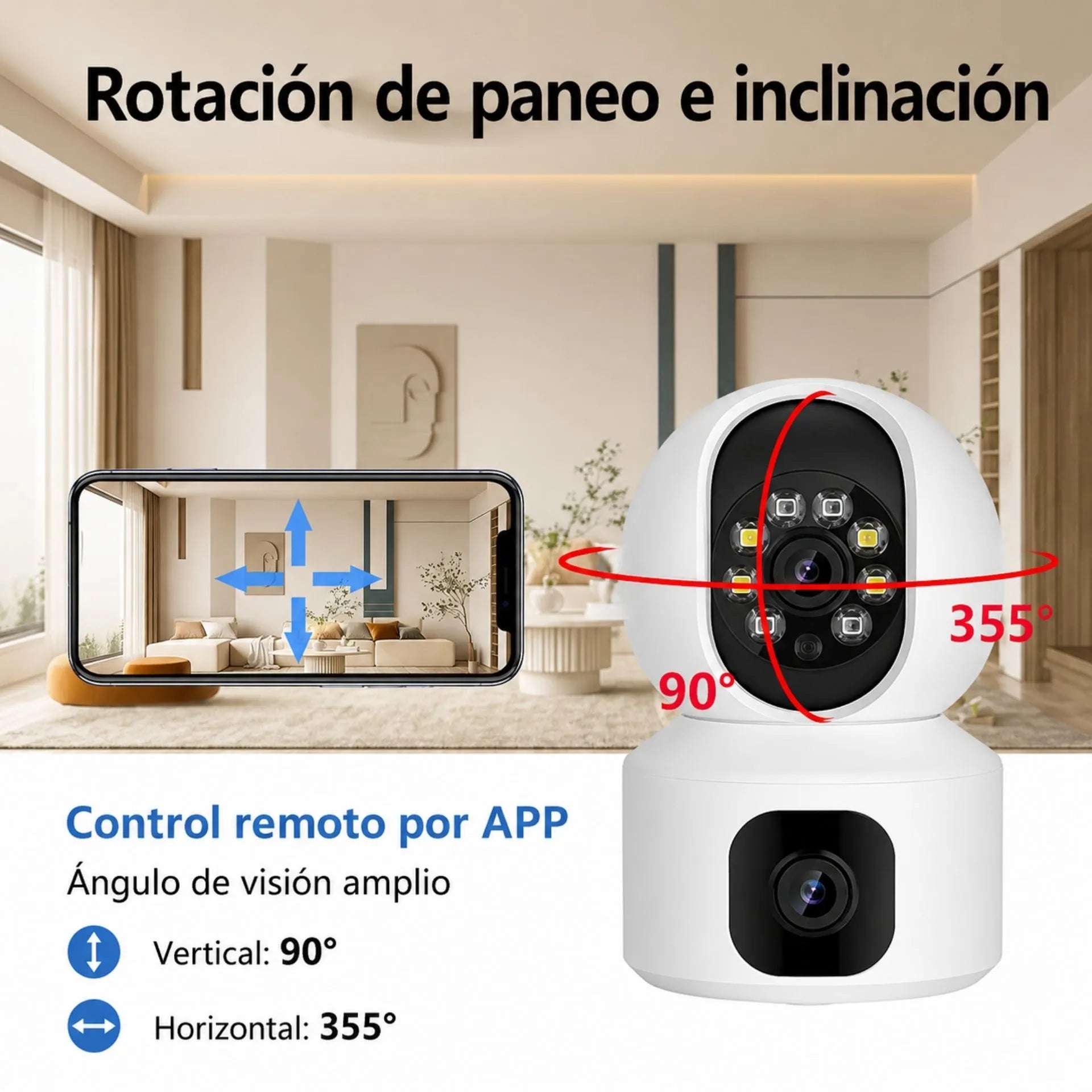 Cámara de Seguridad WiFi Doble Lente Full HD 360° TC-292