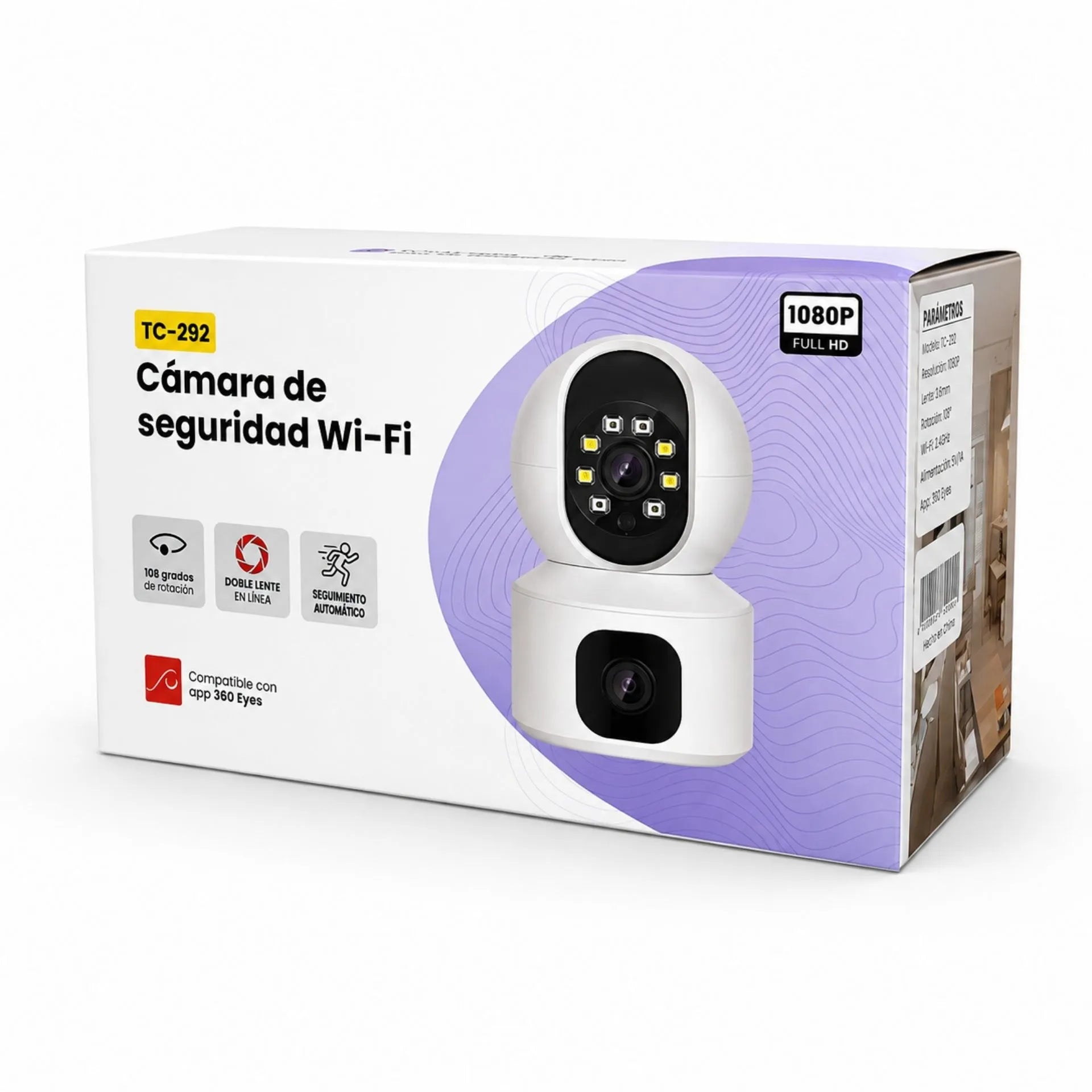 Cámara de Seguridad WiFi Doble Lente Full HD 360° TC-292