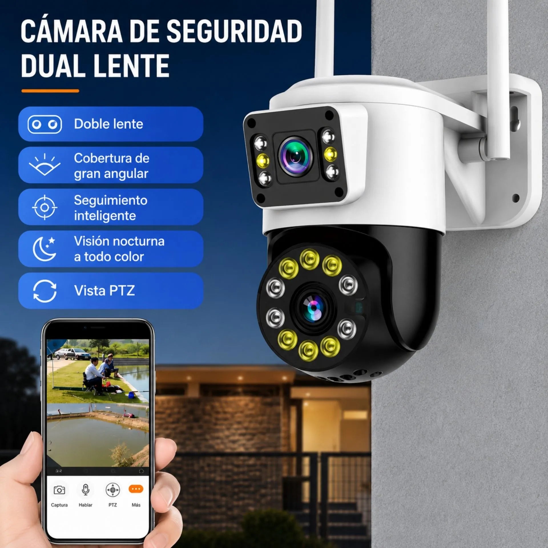 Cámara de Seguridad WiFi Exterior Doble Lente Full HD 360° TC-193